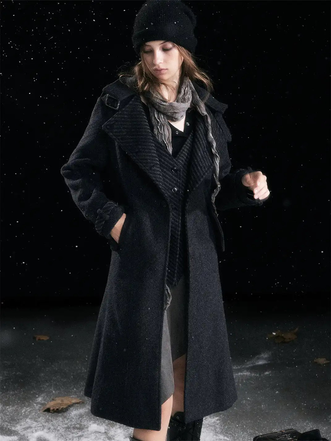 CestNous | Vest Layered Over A Double-Breasted Wool Coat