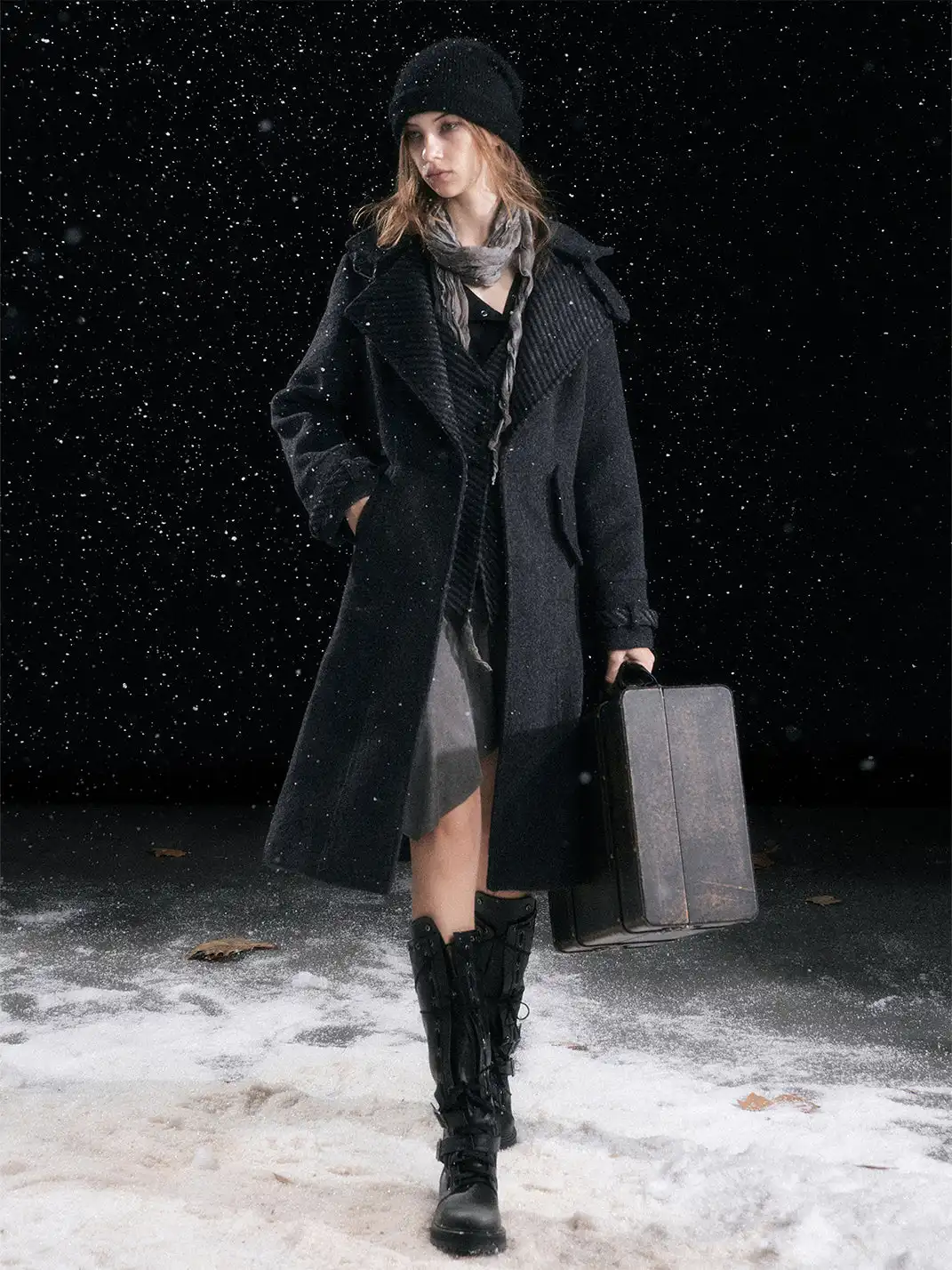 CestNous | Vest Layered Over A Double-Breasted Wool Coat