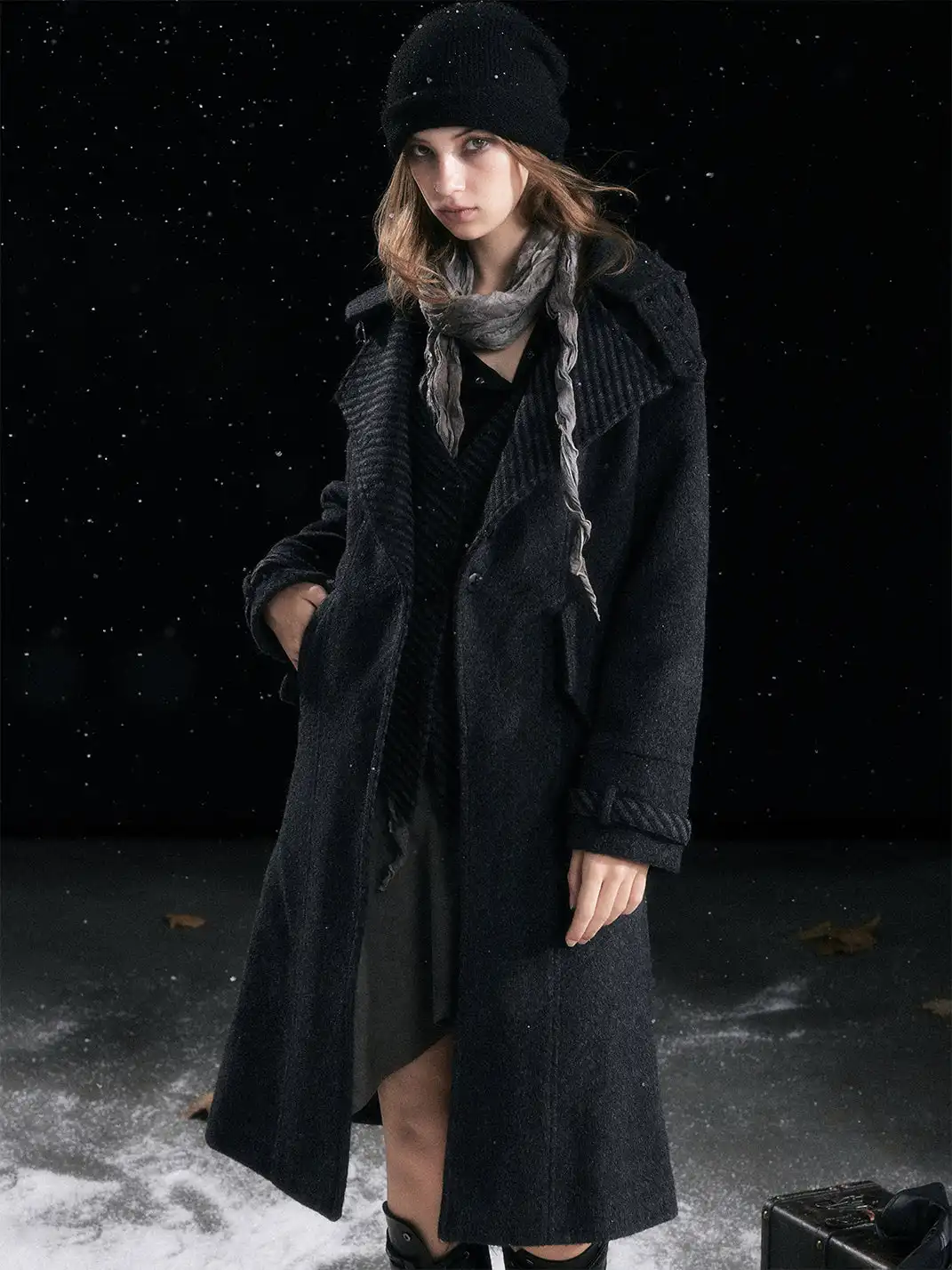CestNous | Vest Layered Over A Double-Breasted Wool Coat