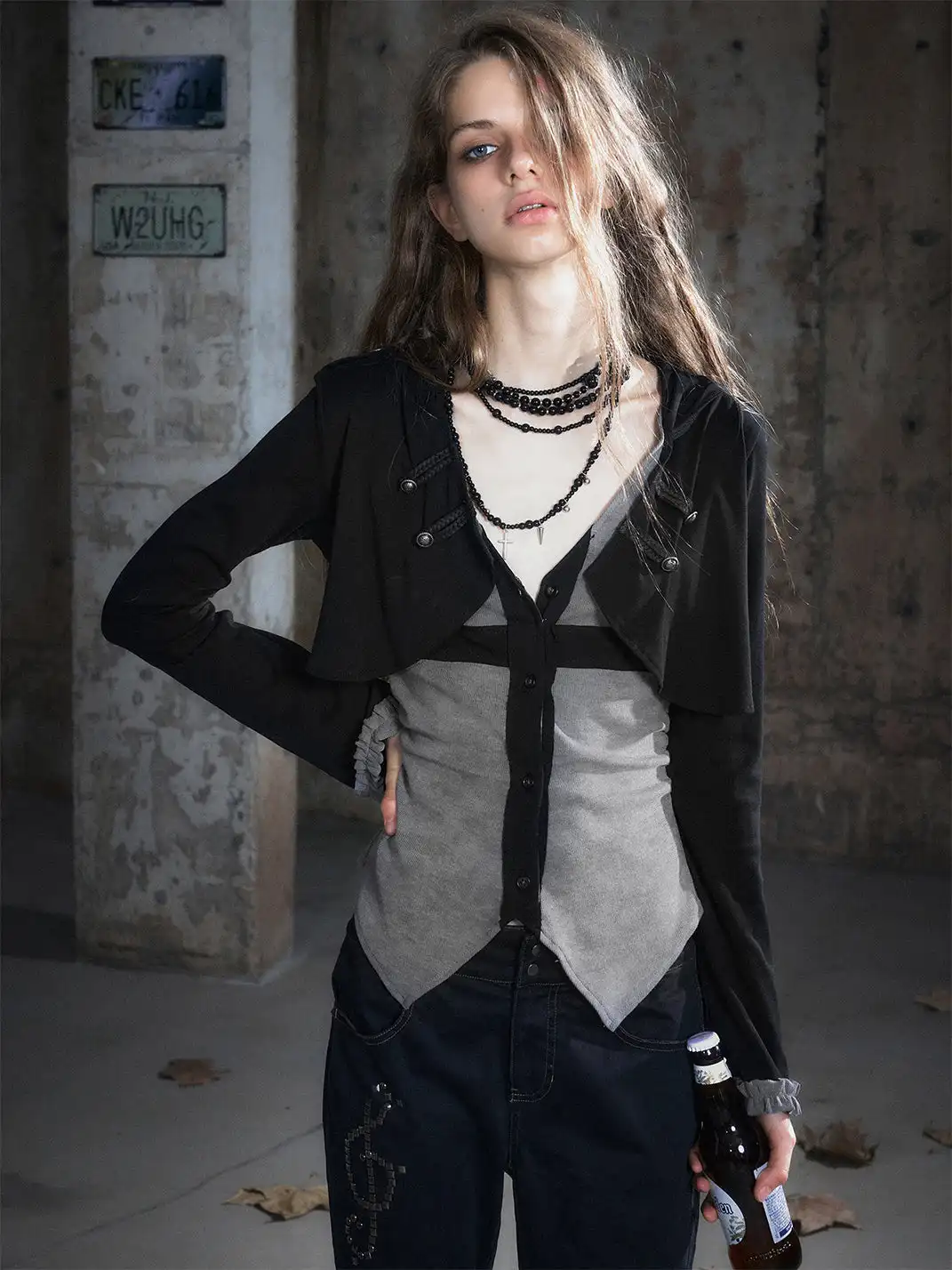 CestNous | Hooded Two-Piece Knit Cardigan