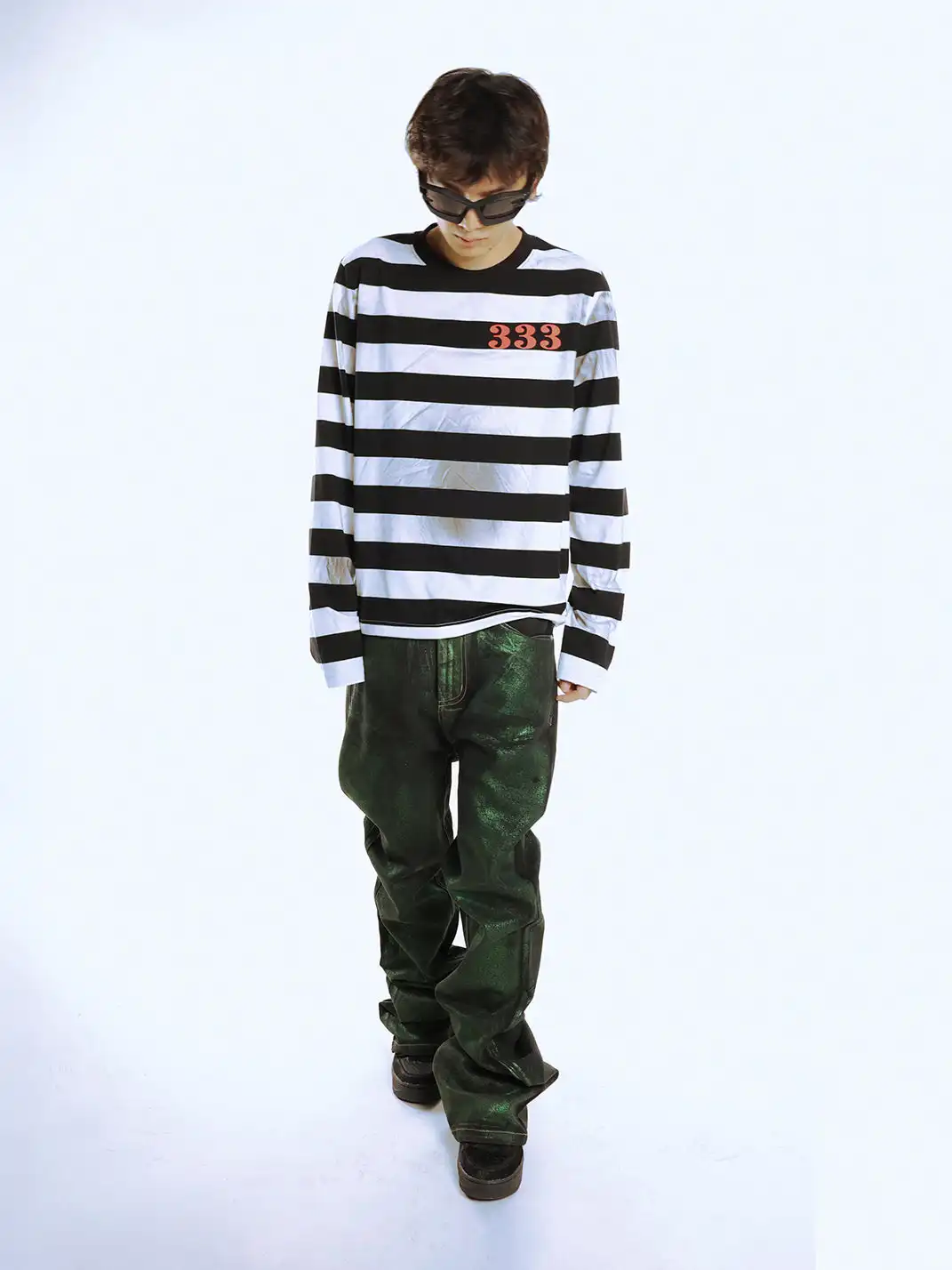 PCCVISION | Striped Distressed Long-Sleeved T-Shirt