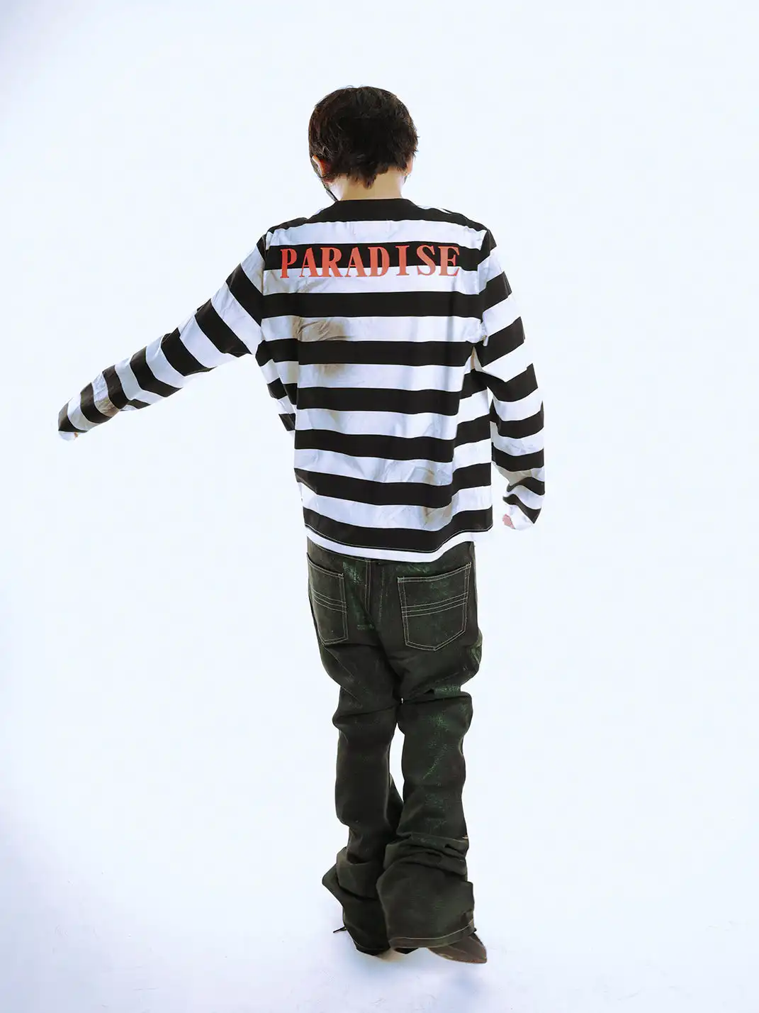 PCCVISION | Striped Distressed Long-Sleeved T-Shirt