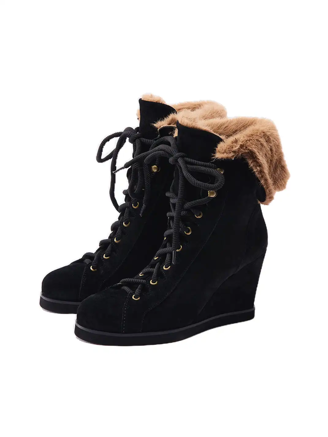 NONA | Suede Wedge Ankle Boots with Hidden Platform Heels
