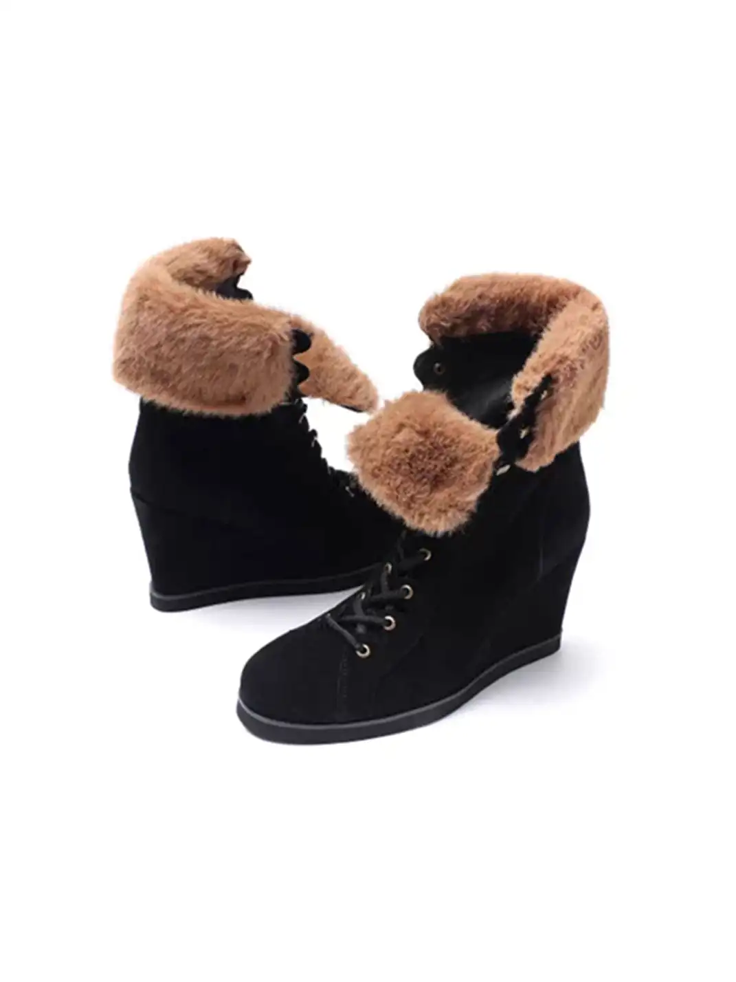 NONA | Suede Wedge Ankle Boots with Hidden Platform Heels