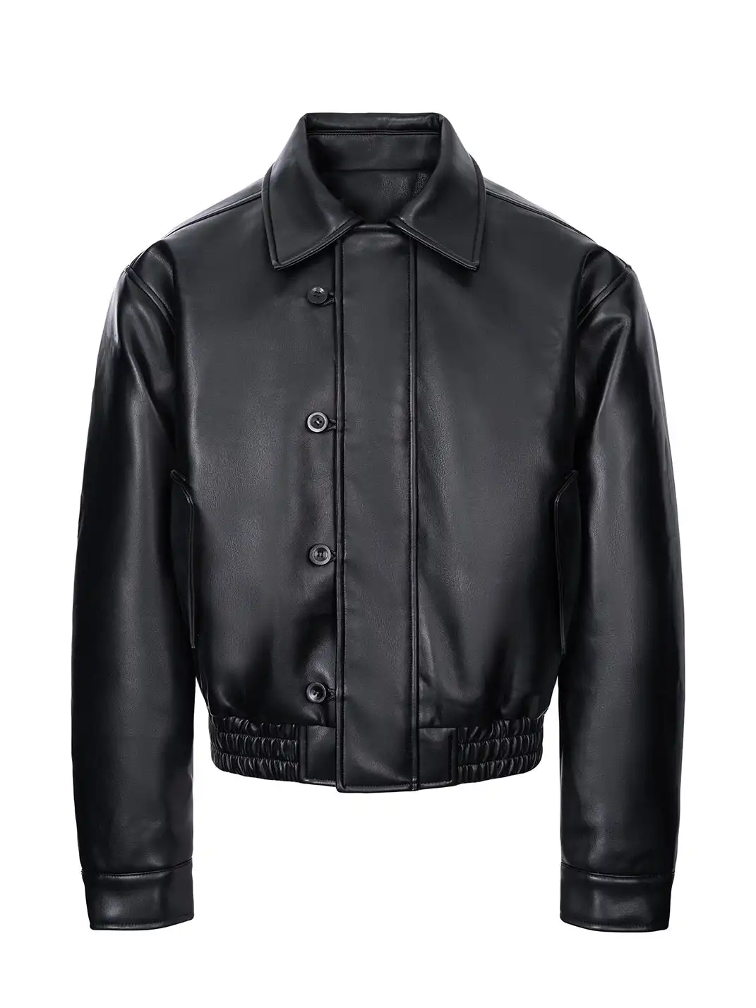 Esaias | Leather Buttoned Lapel Leather Jacket