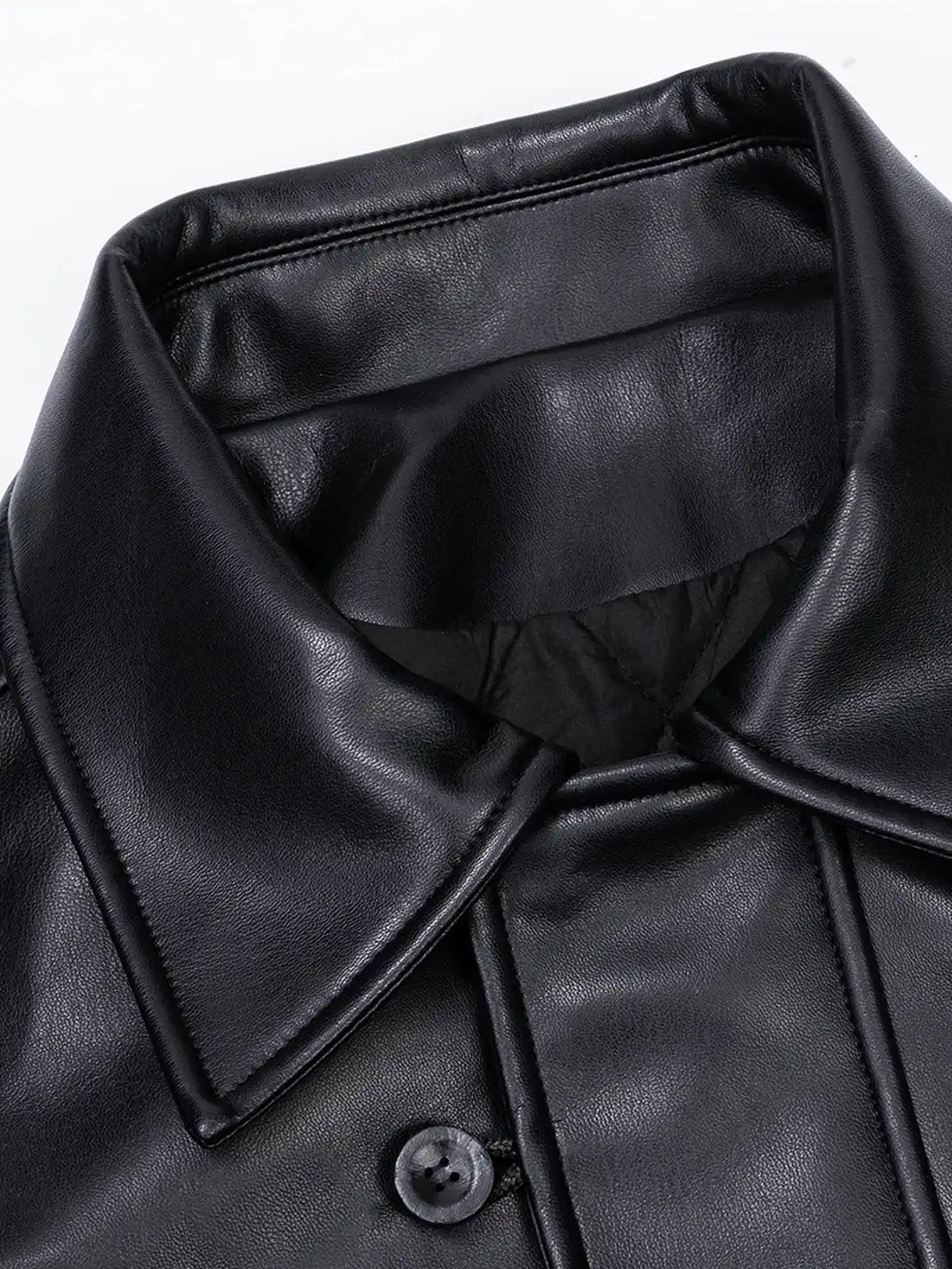 Esaias | Leather Buttoned Lapel Leather Jacket