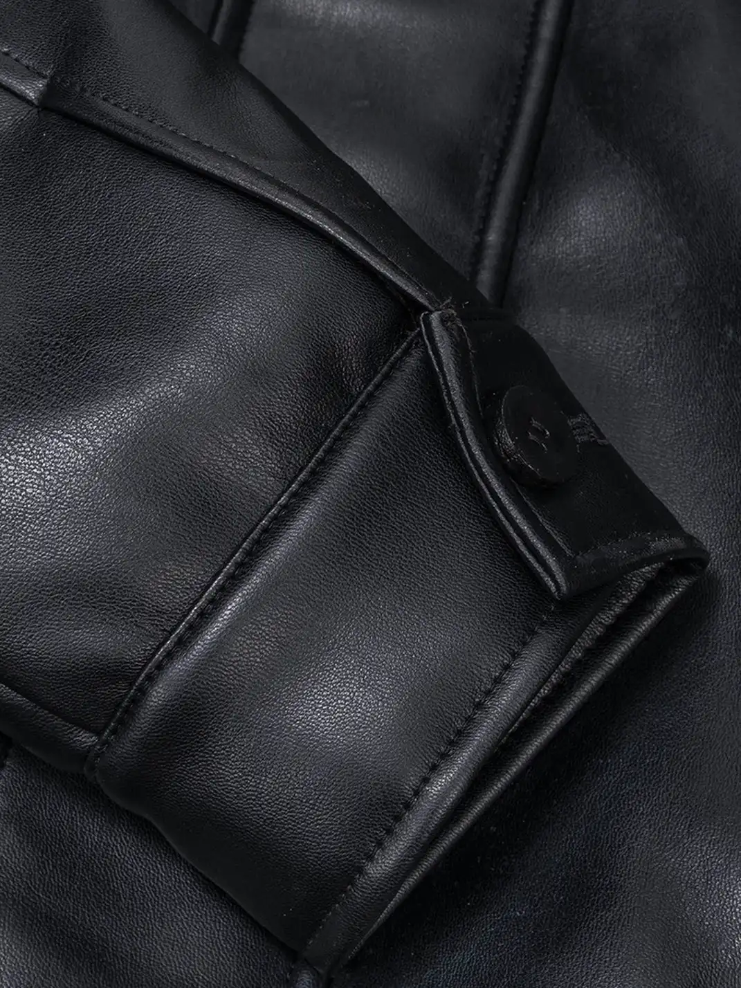 Esaias | Leather Buttoned Lapel Leather Jacket