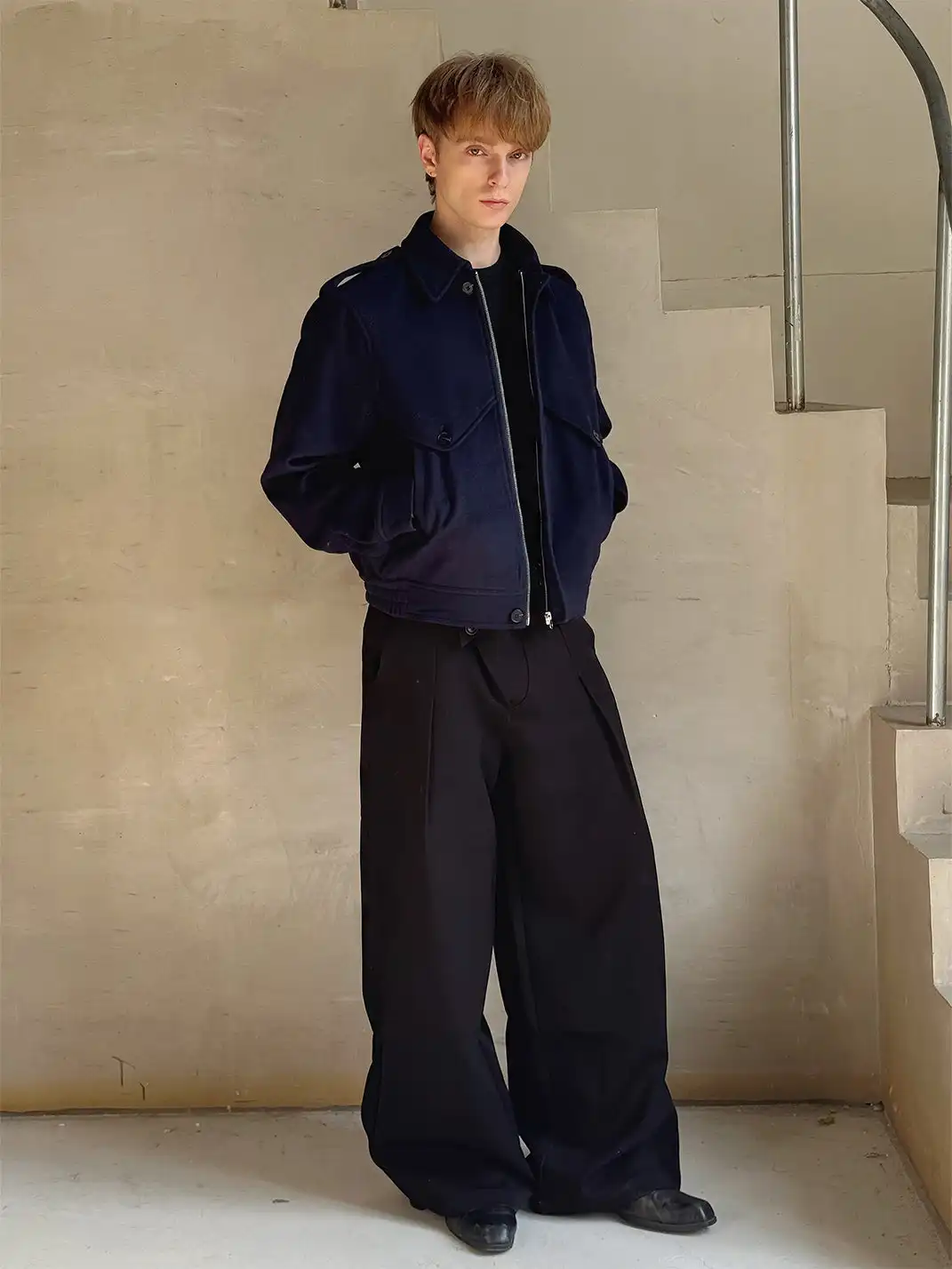 Esaias | Detachable Scarf Collar Wool Jacket