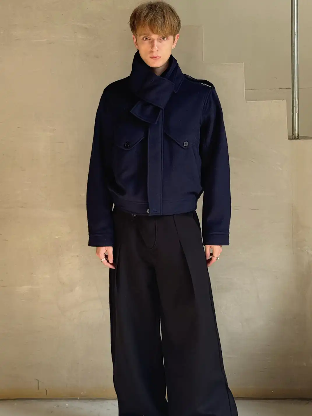 Esaias | Detachable Scarf Collar Wool Jacket