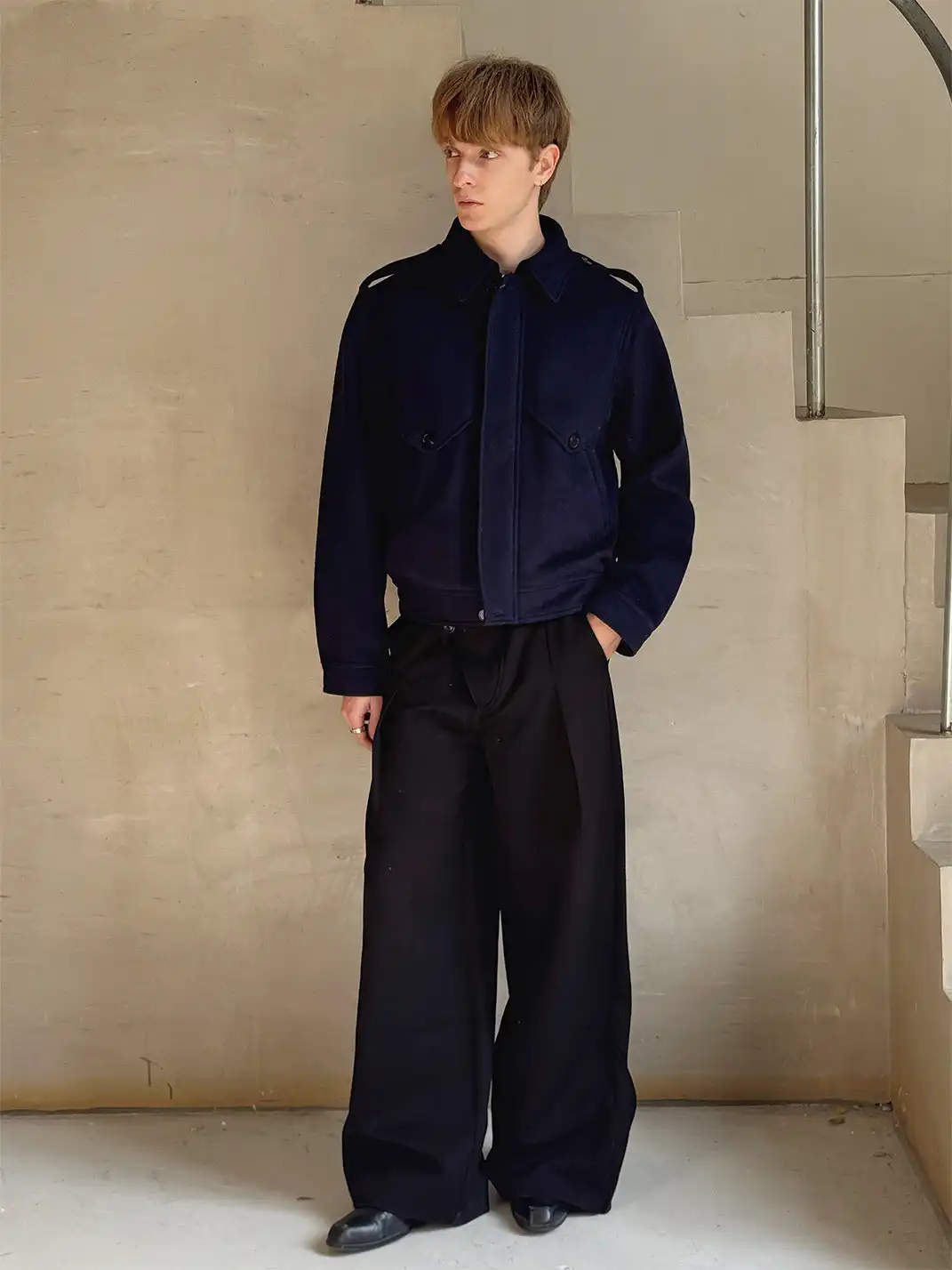 Esaias | Detachable Scarf Collar Wool Jacket