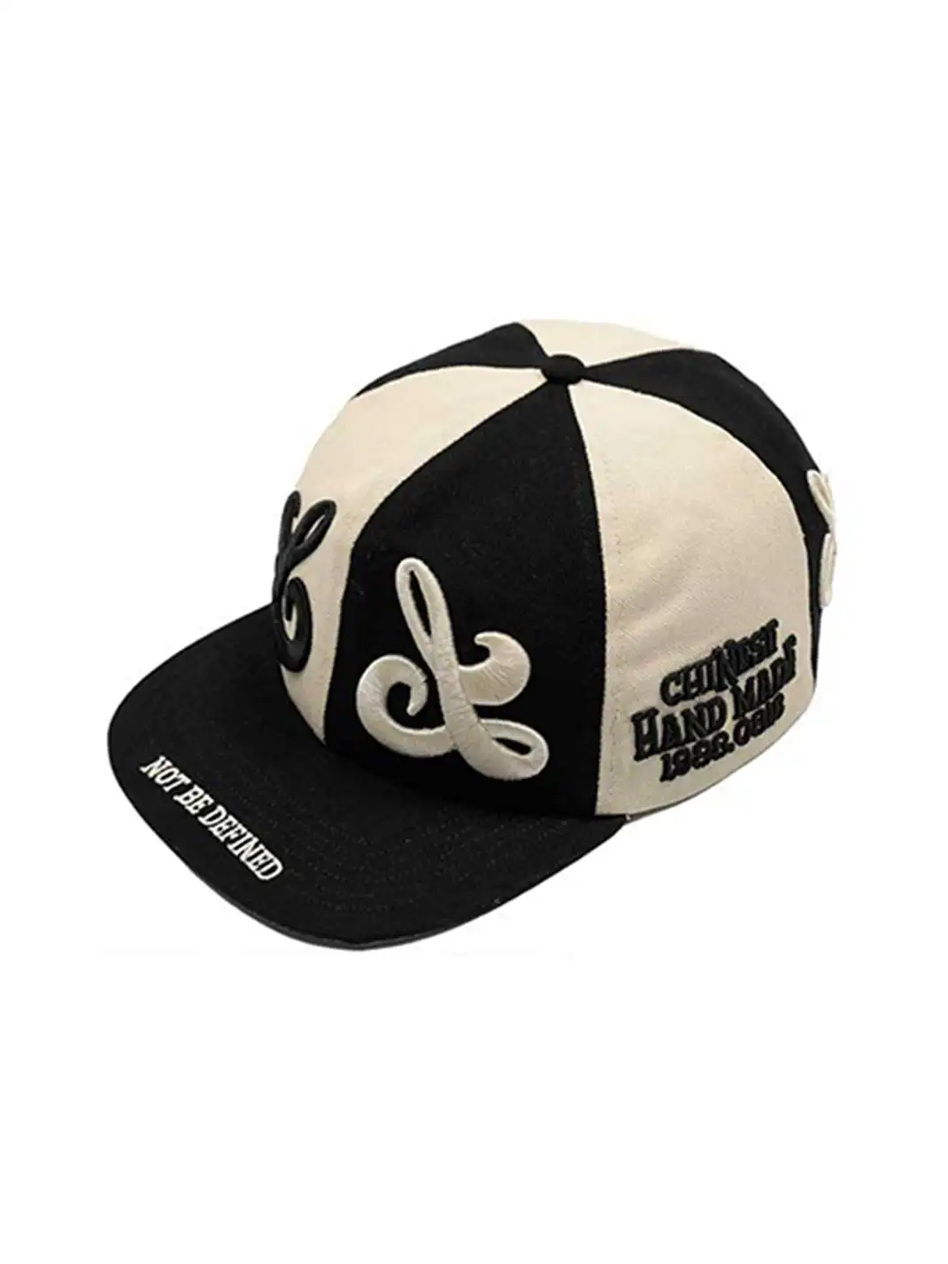 8LOME | Patchwork Tai Chi Flat-Brimmed Baseball Cap-Black