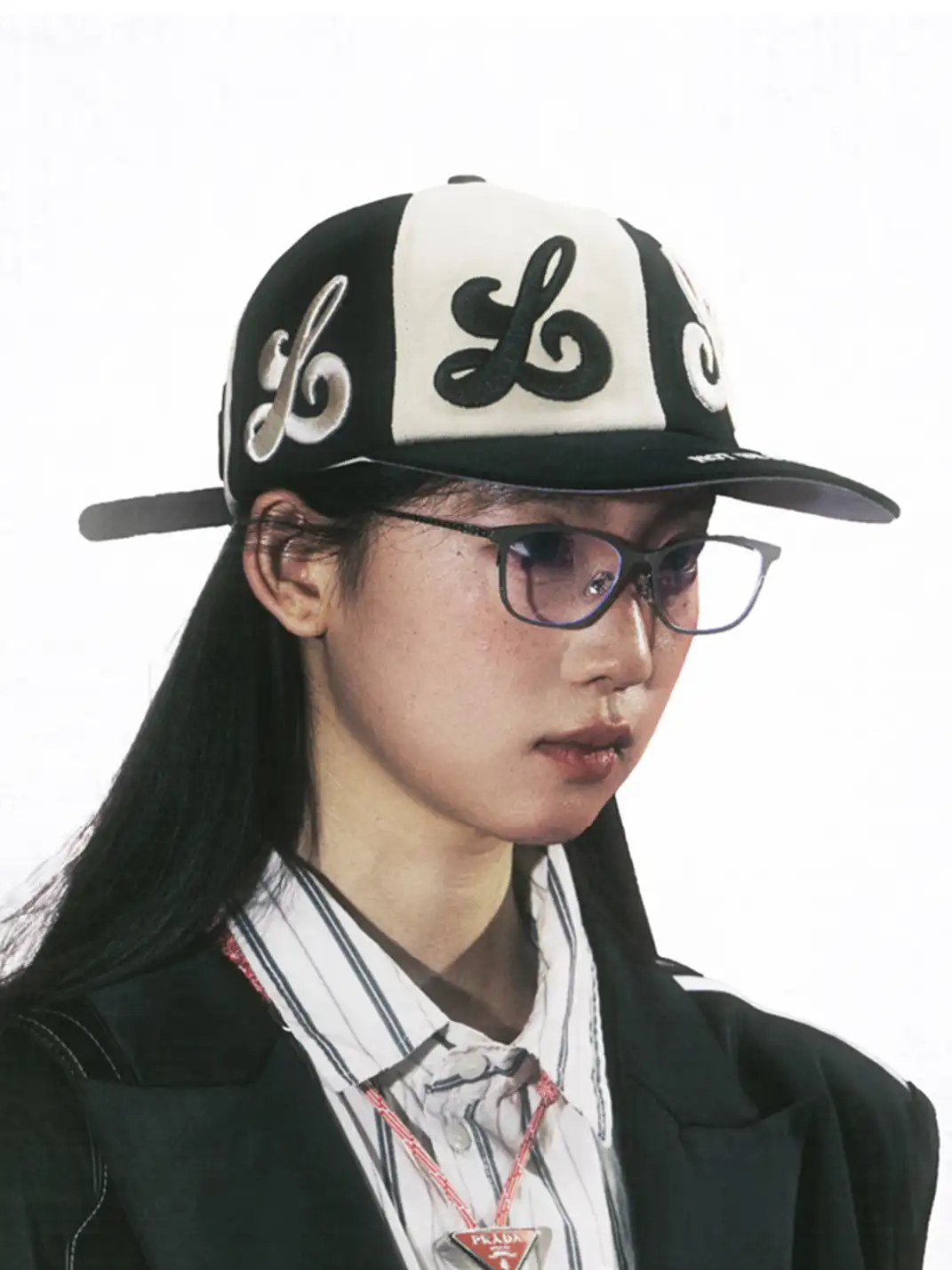 8LOME | Patchwork Tai Chi Flat-Brimmed Baseball Cap-Black