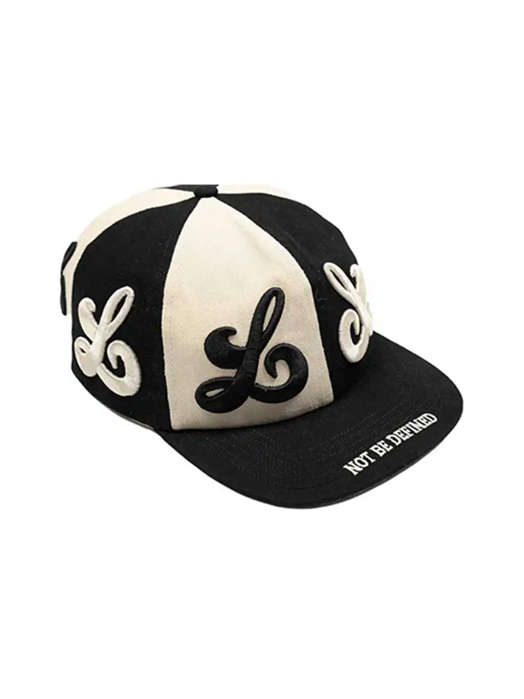 8LOME | Patchwork Tai Chi Flat-Brimmed Baseball Cap-Black