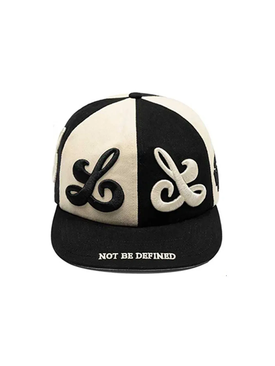 8LOME | Patchwork Tai Chi Flat-Brimmed Baseball Cap-Black