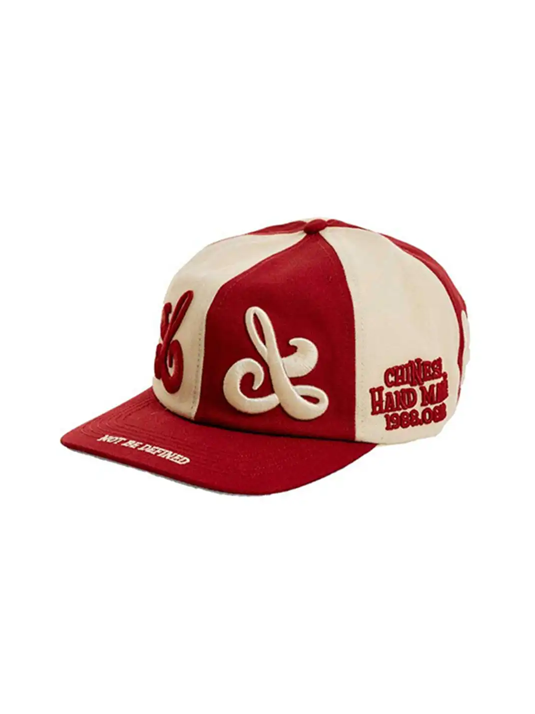 8LOME | Patchwork Tai Chi Flat-Brimmed Baseball Cap-Red
