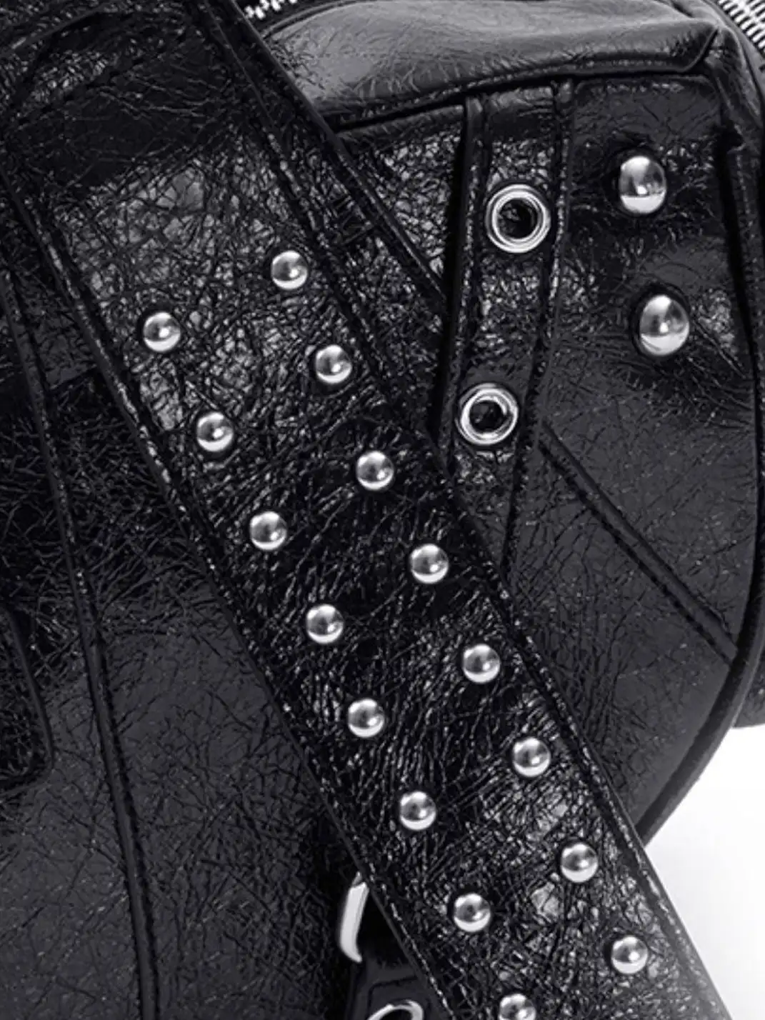 22 doodle | Studded Black Motorcycle Handbag