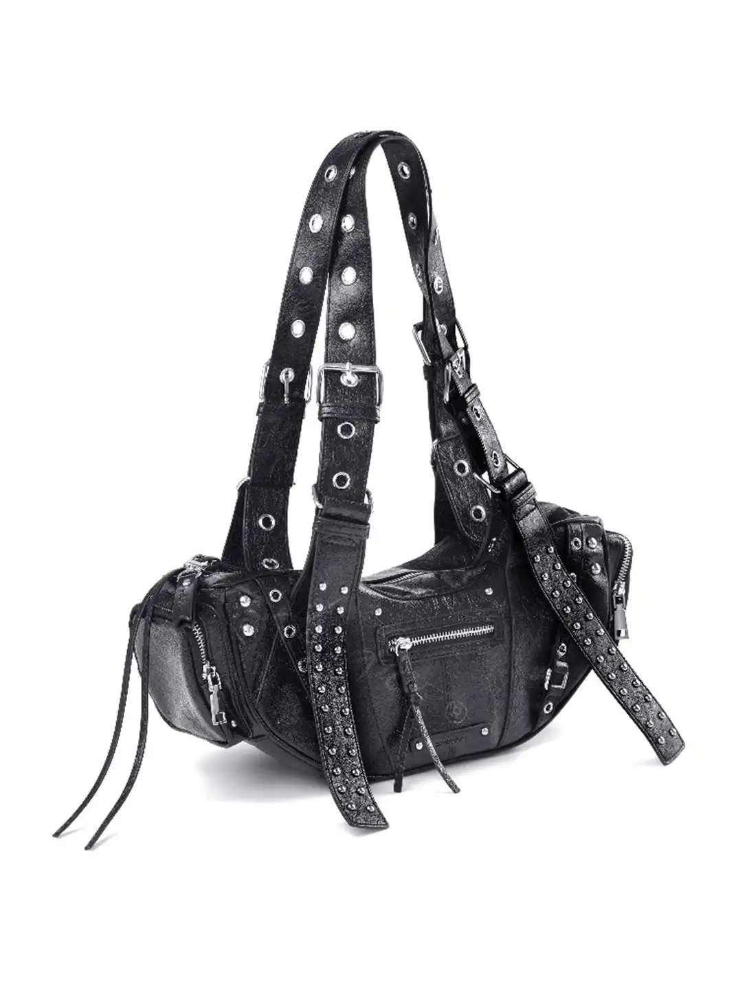 22 doodle | Studded Black Motorcycle Handbag