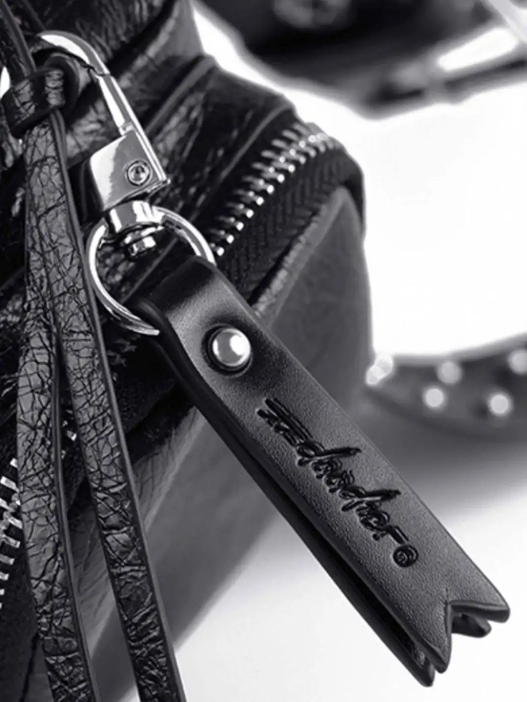 22 doodle | Studded Black Motorcycle Handbag