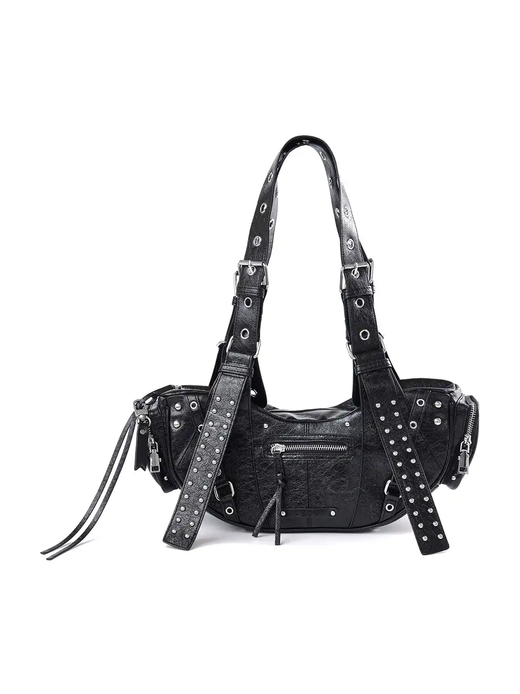 22 doodle | Studded Black Motorcycle Handbag