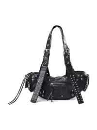 22 doodle | Studded Black Motorcycle Handbag