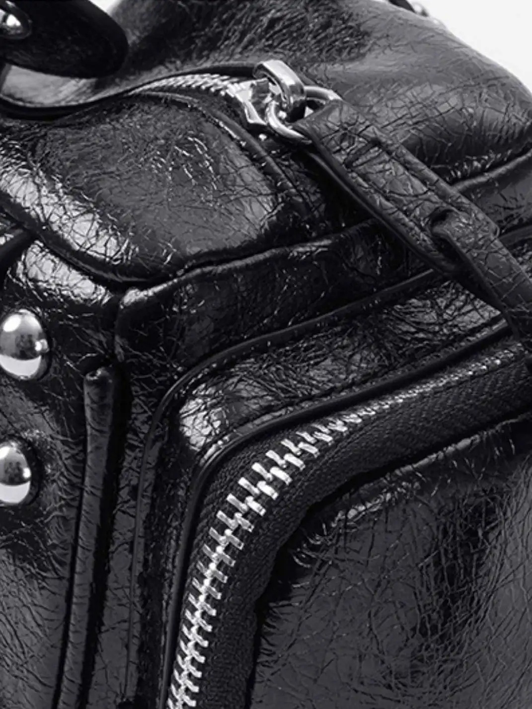 22 doodle | Studded Black Motorcycle Handbag