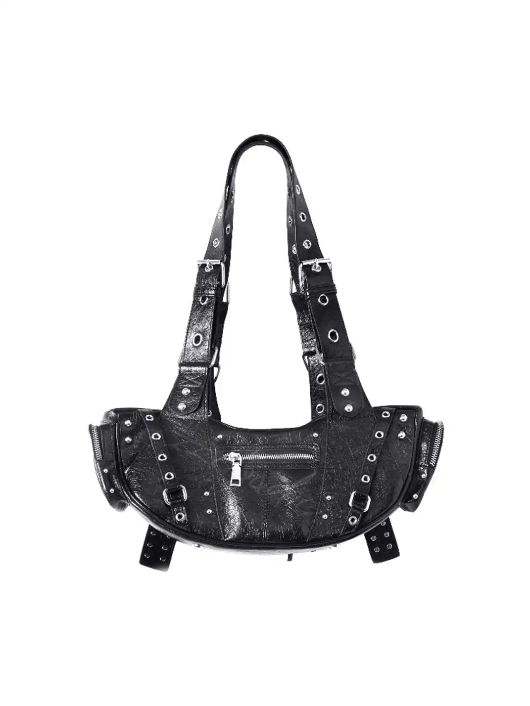 22 doodle | Studded Black Motorcycle Handbag