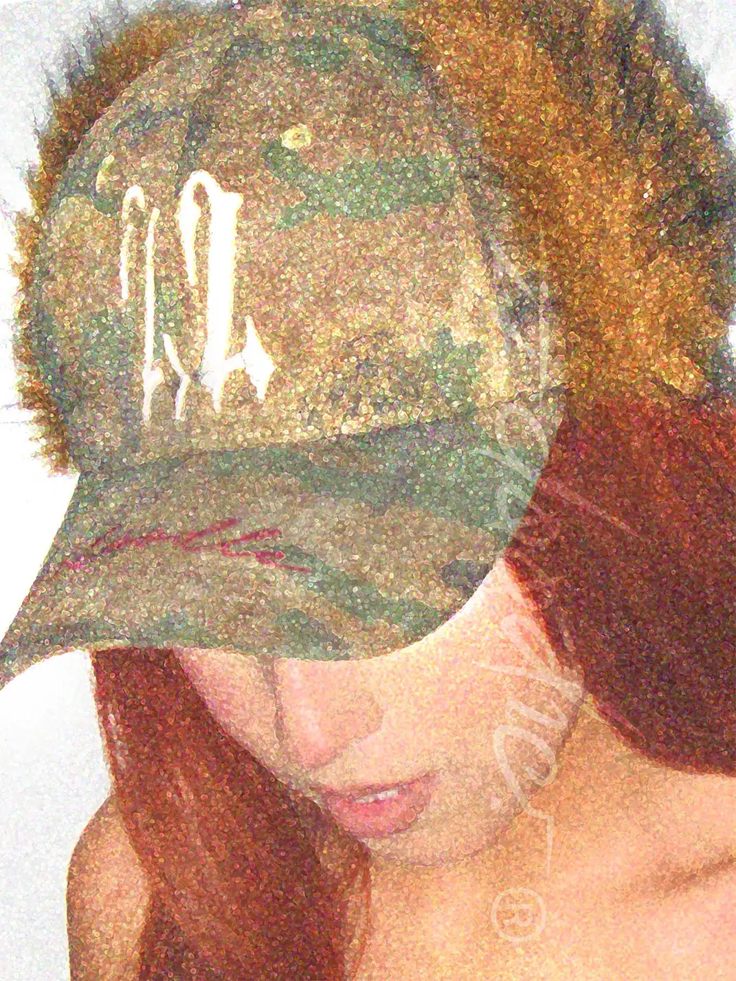 22 doodle | Camouflage Distressed Studded Embroidered Baseball Cap