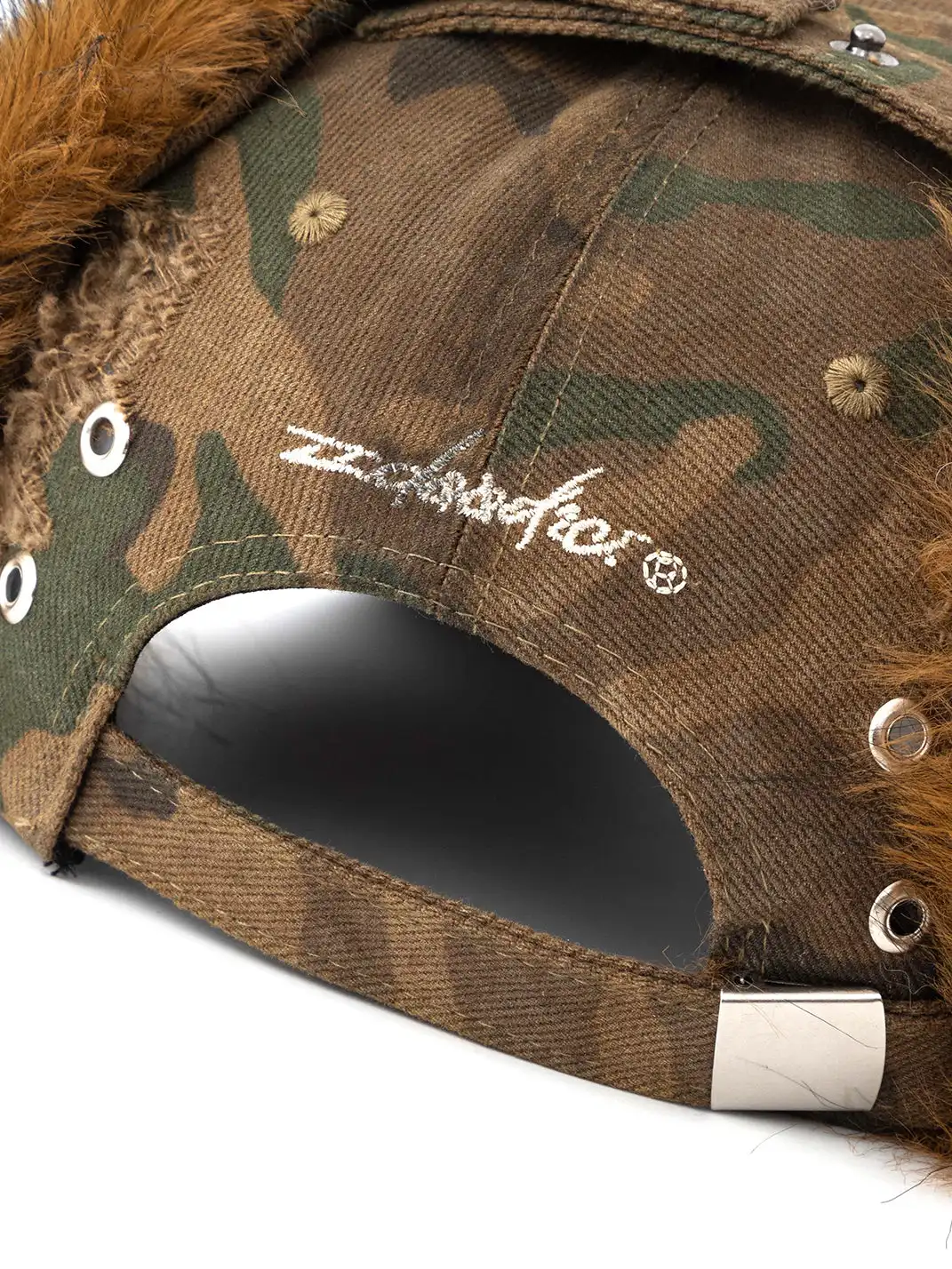 22 doodle | Camouflage Distressed Studded Embroidered Baseball Cap