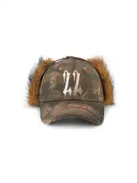 22 doodle | Camouflage Distressed Studded Embroidered Baseball Cap