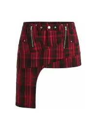 22 doodle | Irregularly Studded Deconstructed Plaid Mini Skirt