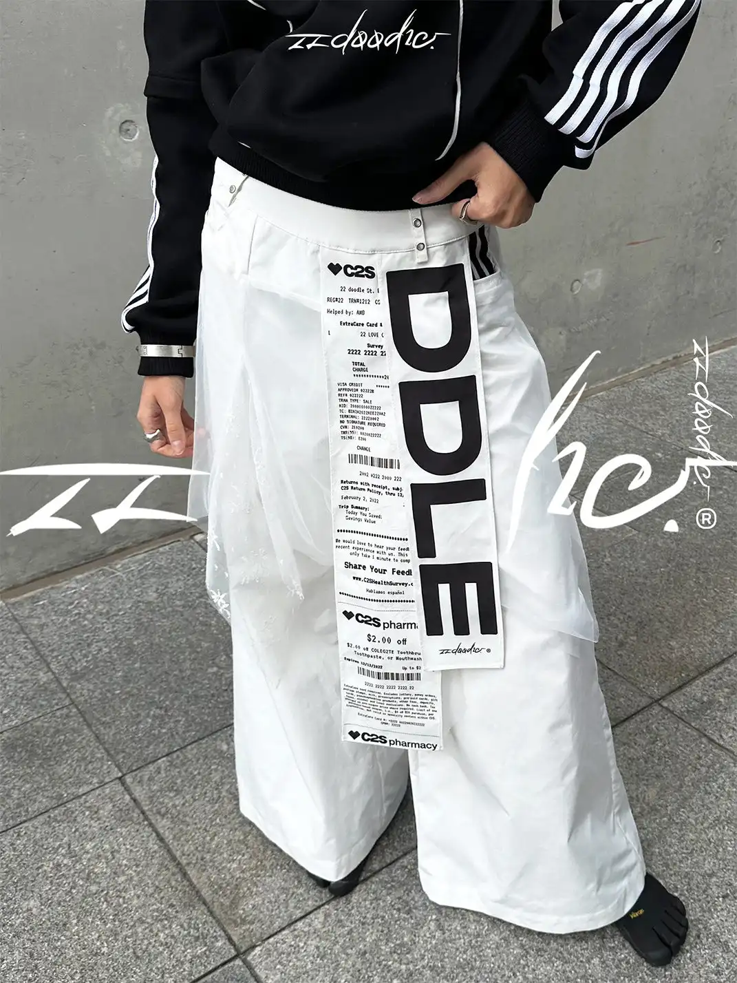 22 doodle | Ribbon-Printed Skirt-Pants