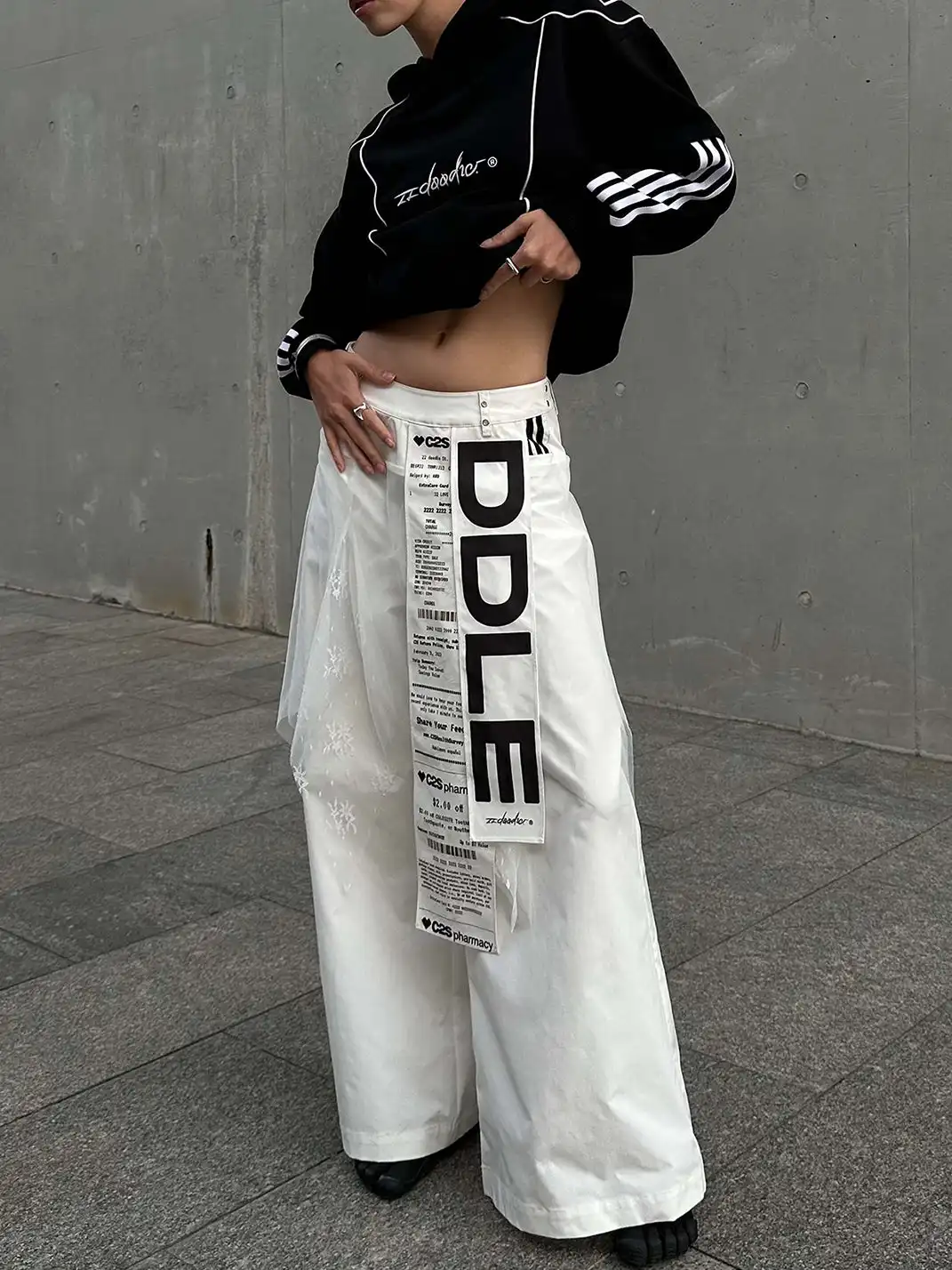 22 doodle | Ribbon-Printed Skirt-Pants