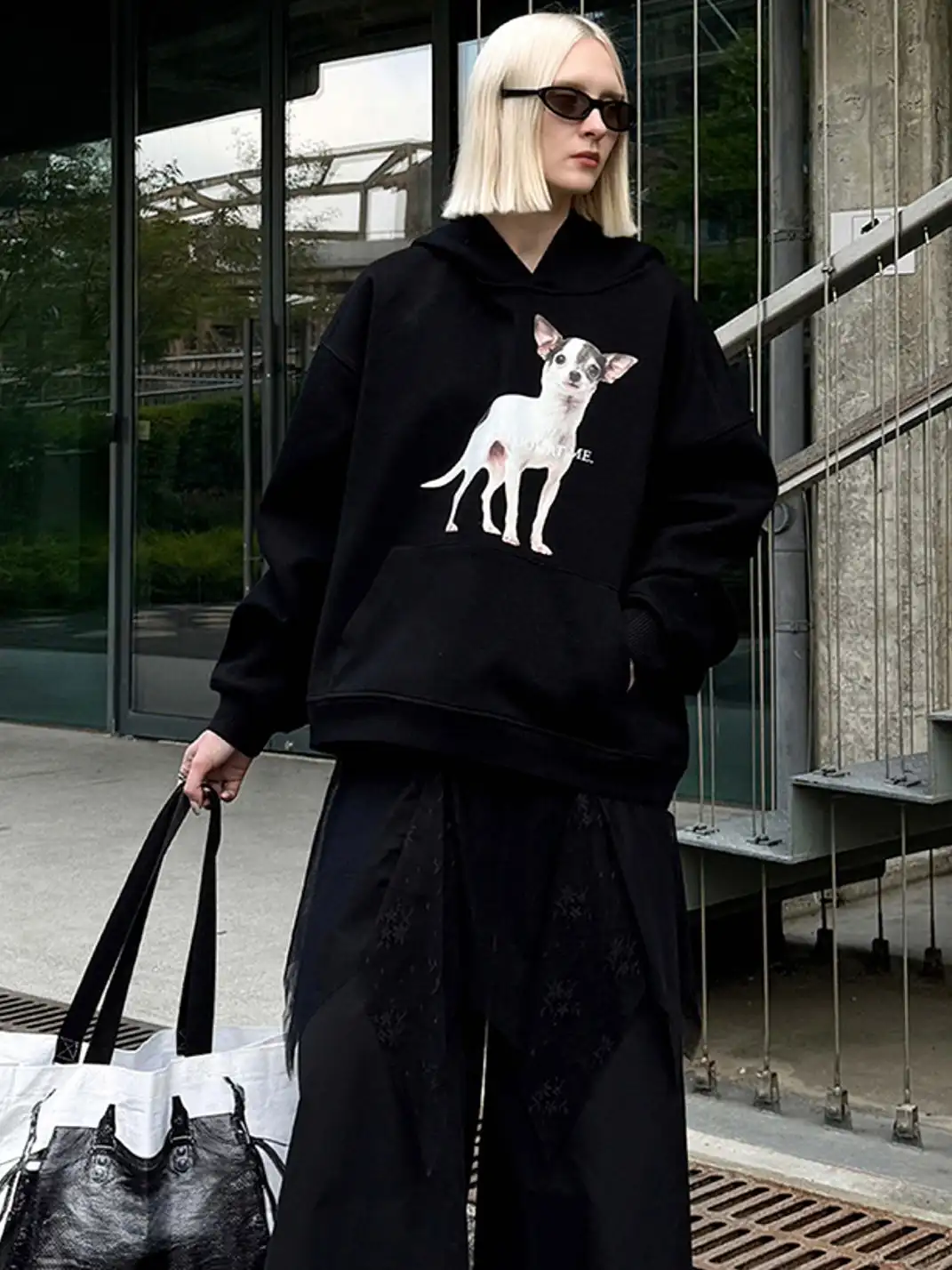 22 doodle | Puppy Print Oversized Hoodie