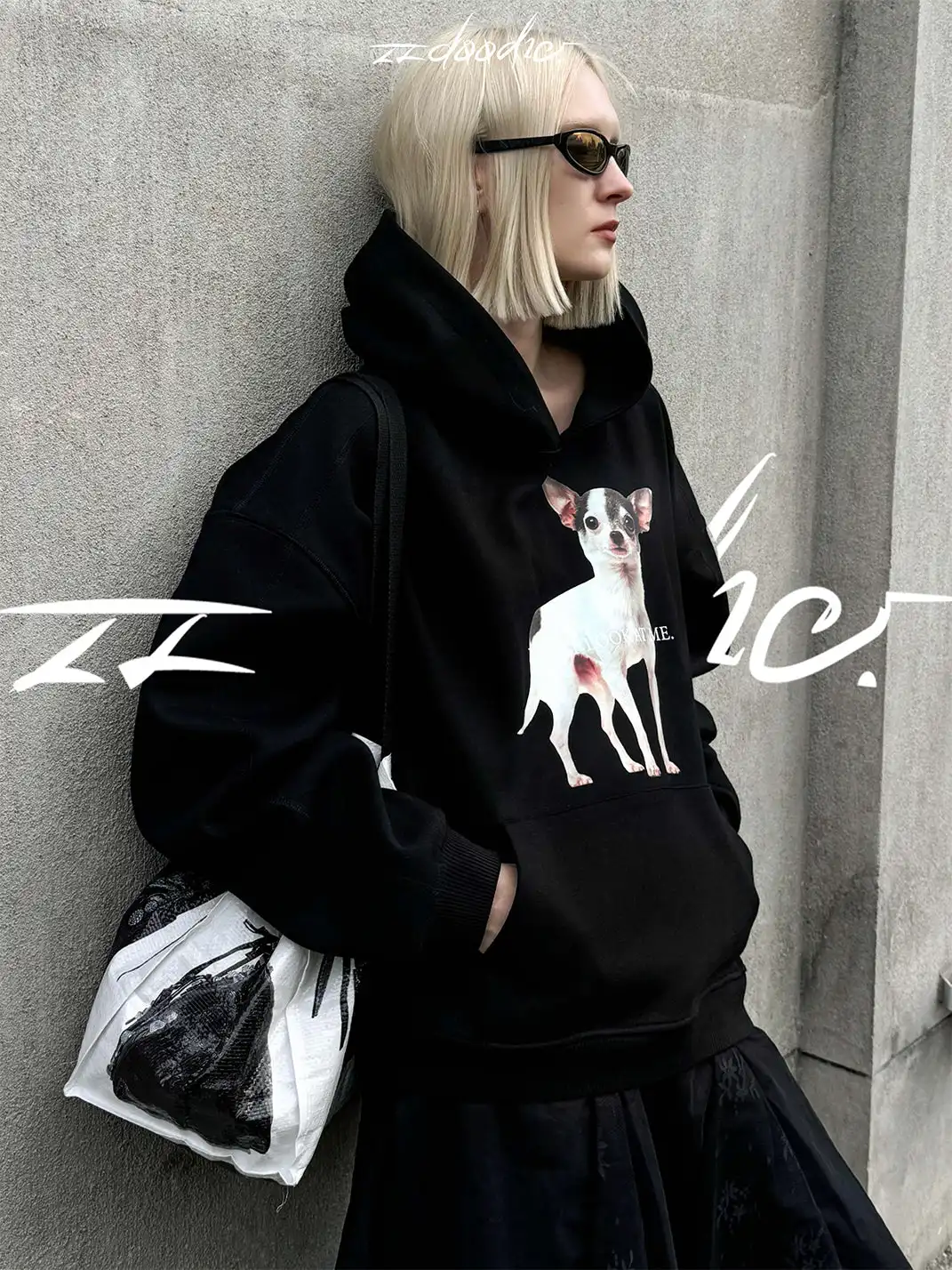 22 doodle | Puppy Print Oversized Hoodie