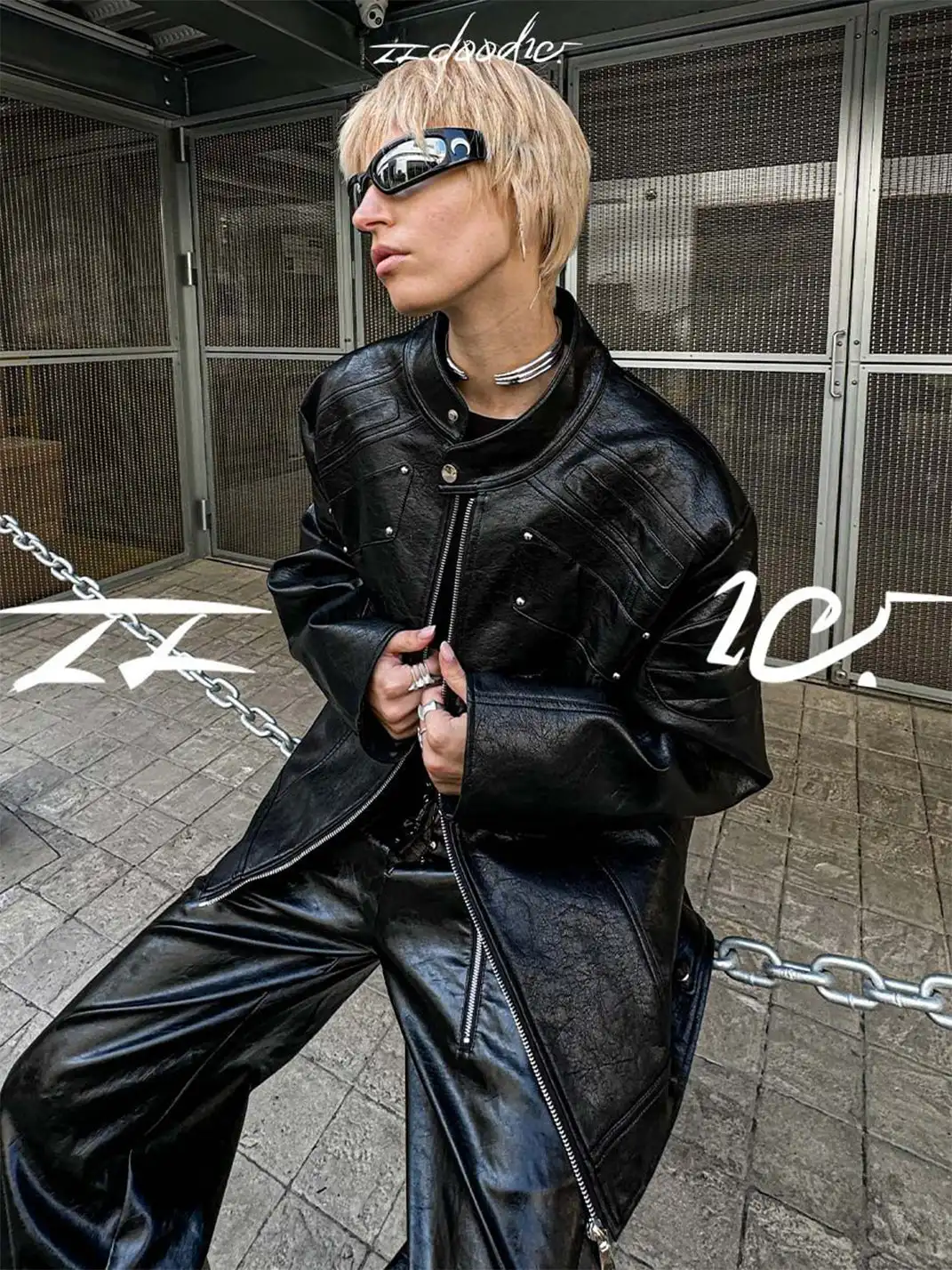 22 doodle | Riveted Motorcycle Leather Jacket