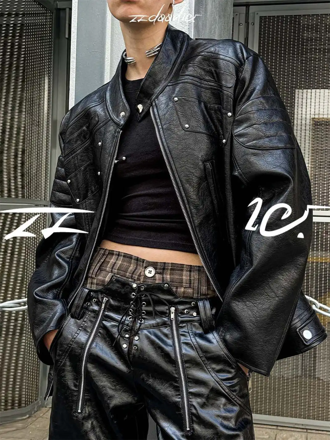 22 doodle | Riveted Motorcycle Leather Jacket