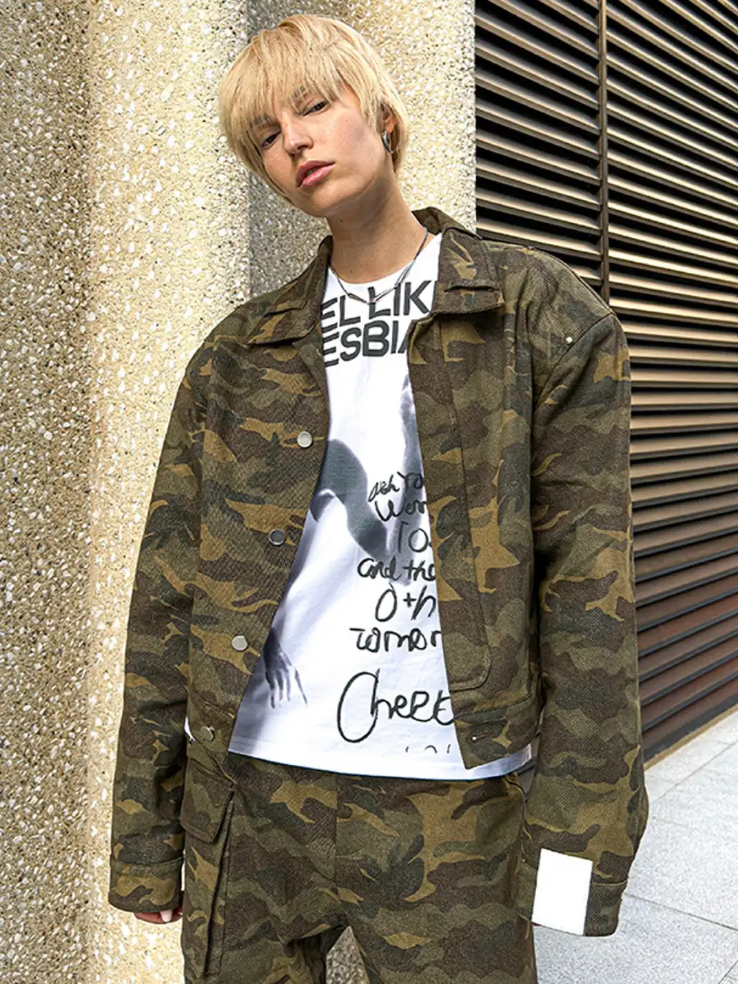 22 doodle | Camouflage Retro Motorcycle Jacket