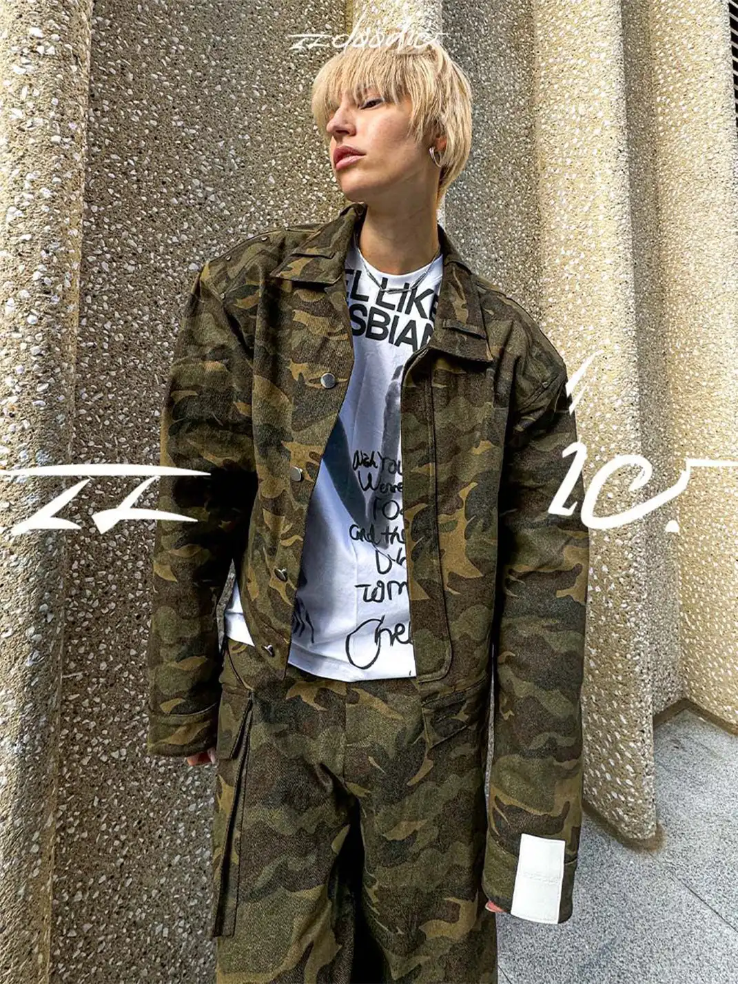 22 doodle | Camouflage Retro Motorcycle Jacket