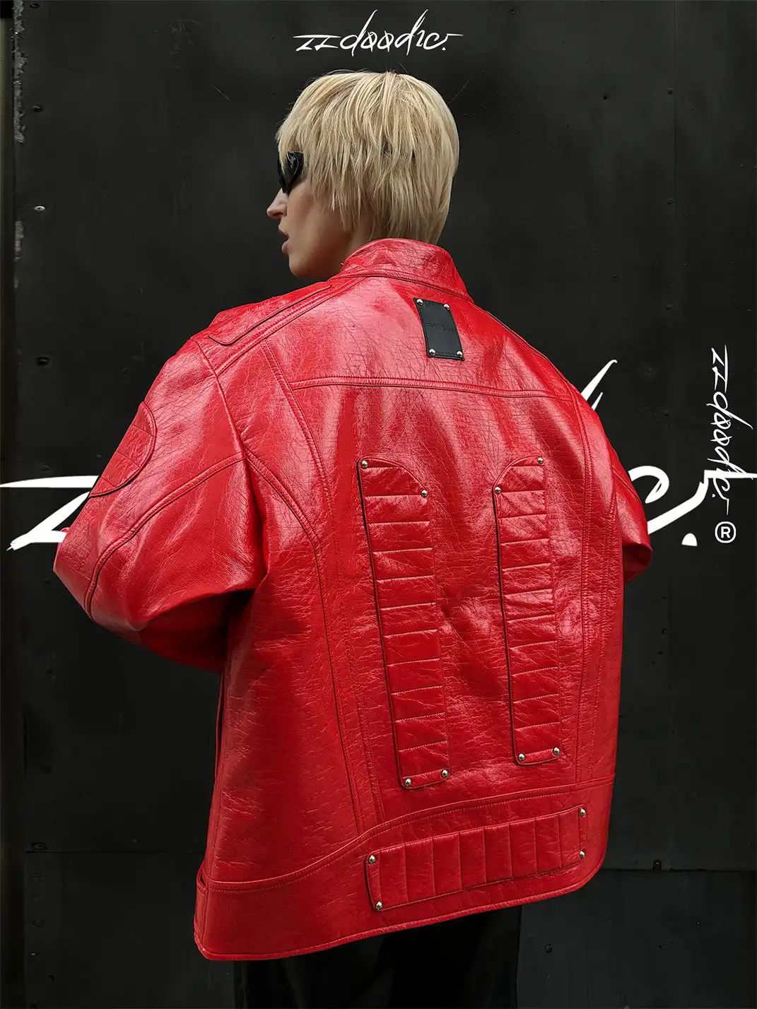 22 doodle | Riveted Mecha Motorcycle Leather Jacket