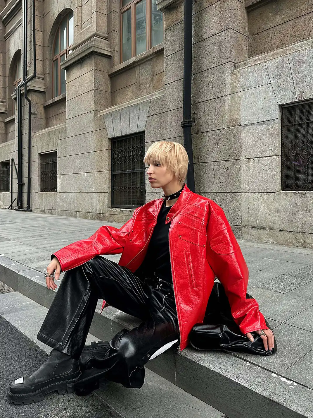 22 doodle | Riveted Mecha Motorcycle Leather Jacket