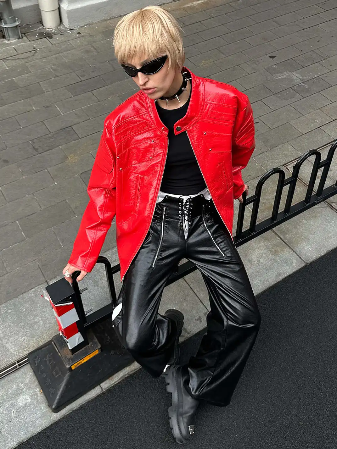 22 doodle | Riveted Mecha Motorcycle Leather Jacket