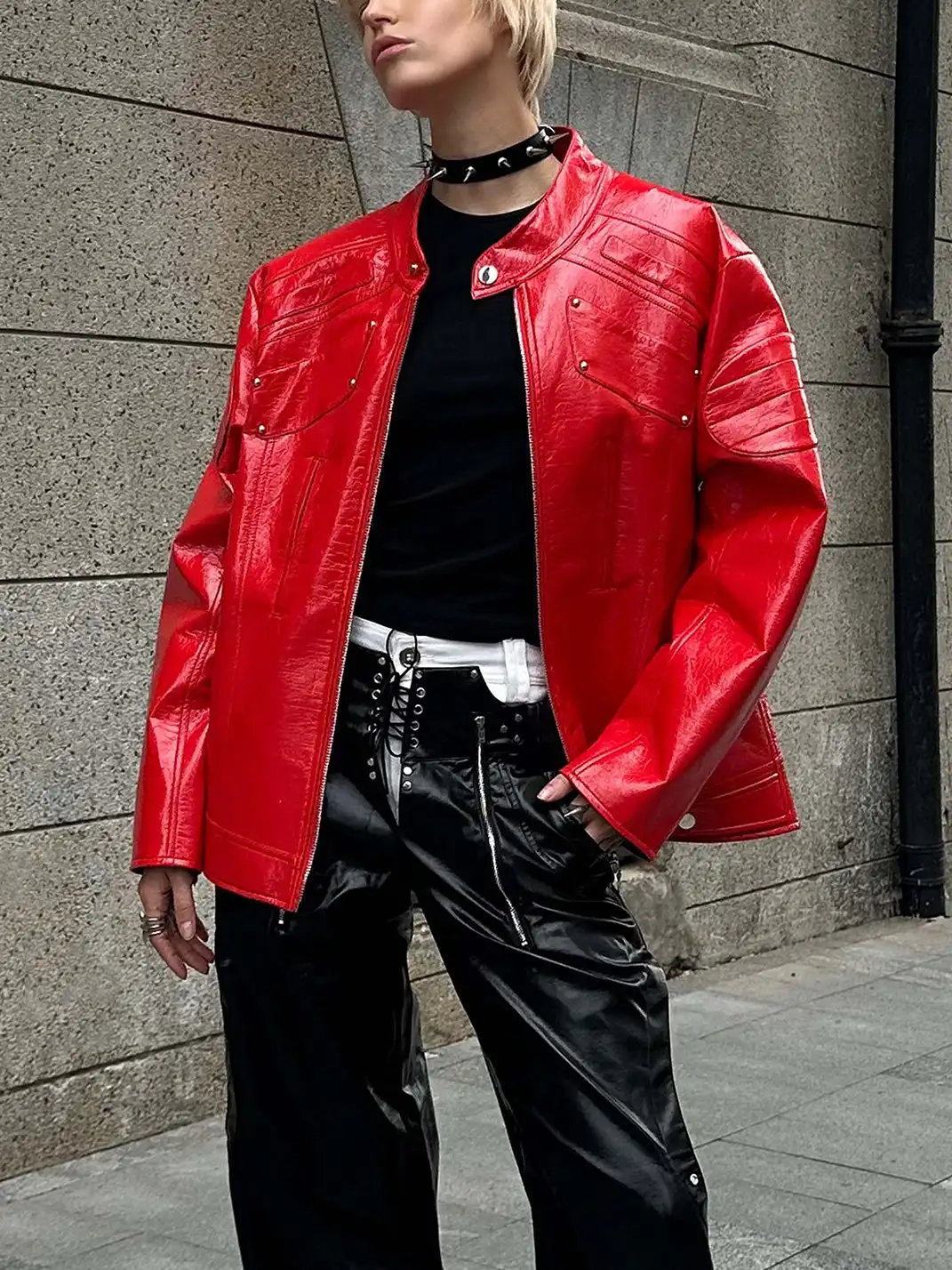 22 doodle | Riveted Mecha Motorcycle Leather Jacket