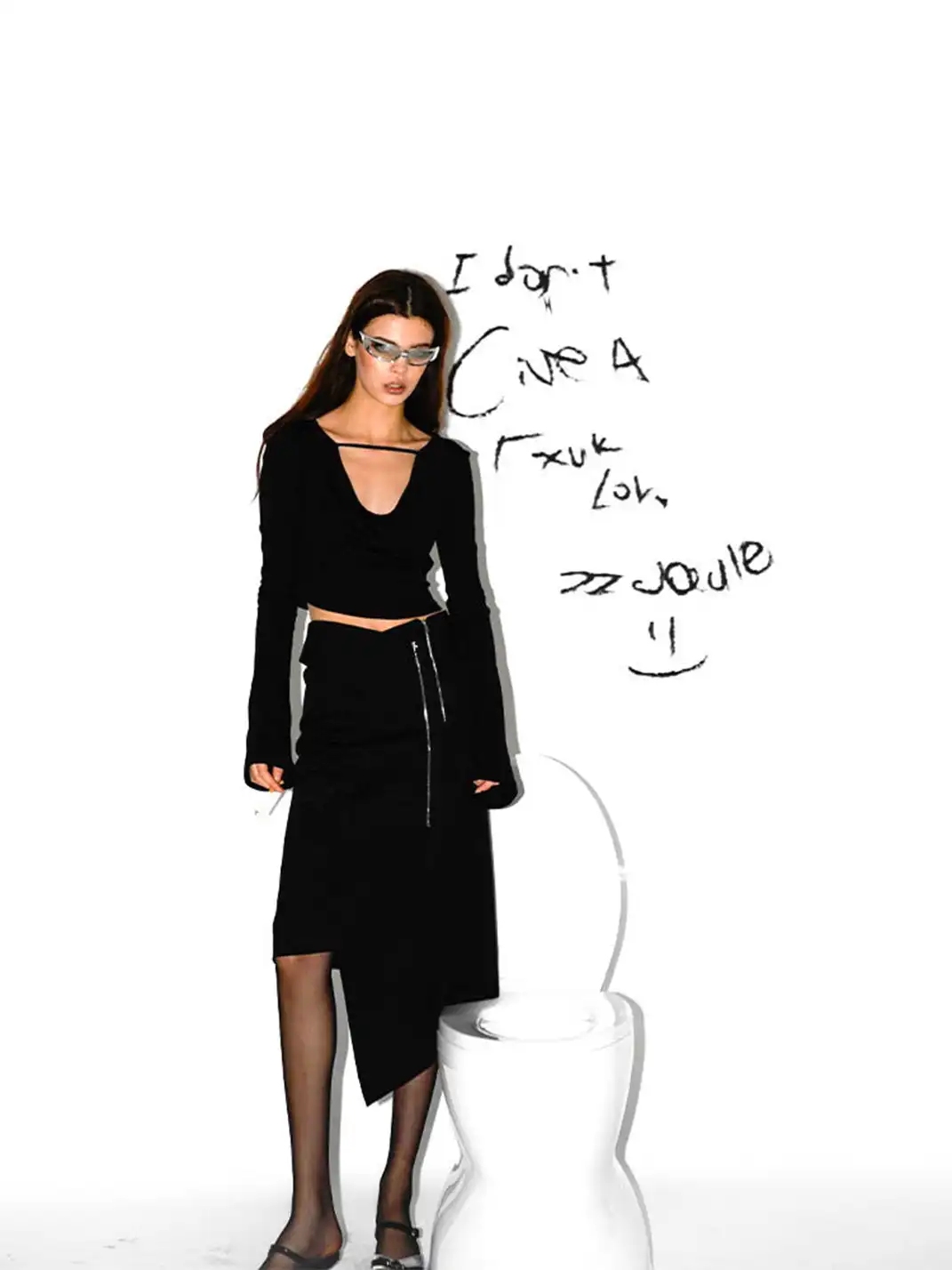 22 doodle | Punk V-neck Long-Sleeved Top