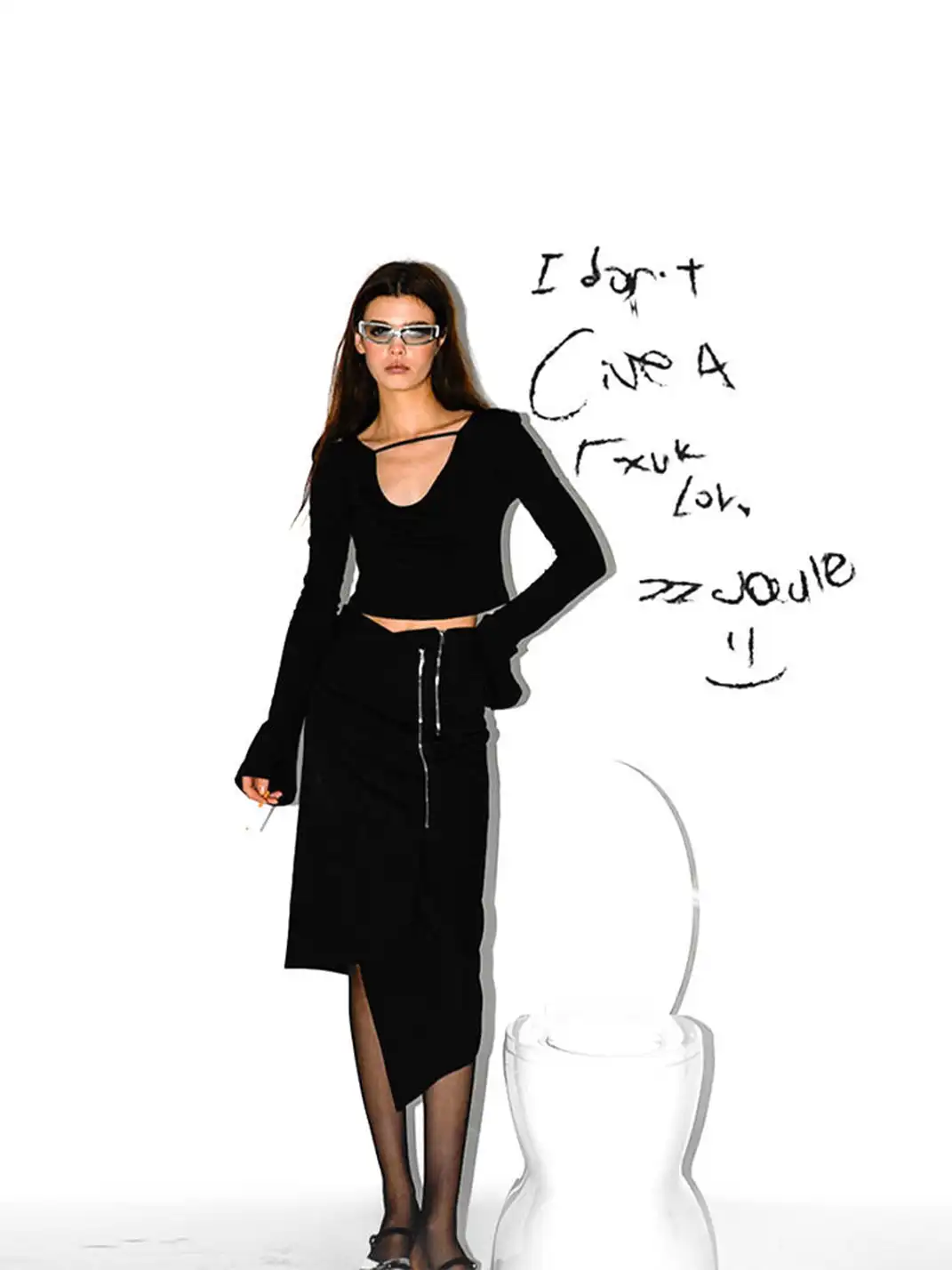 22 doodle | Punk V-neck Long-Sleeved Top