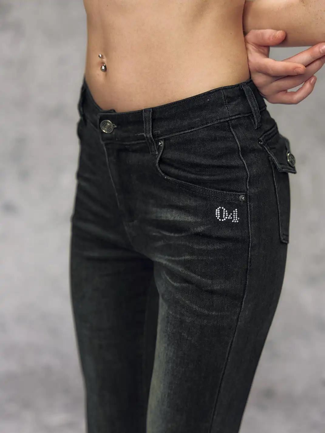 DeleteEX | Black and Blue Slim-Fit Flared Jeans
