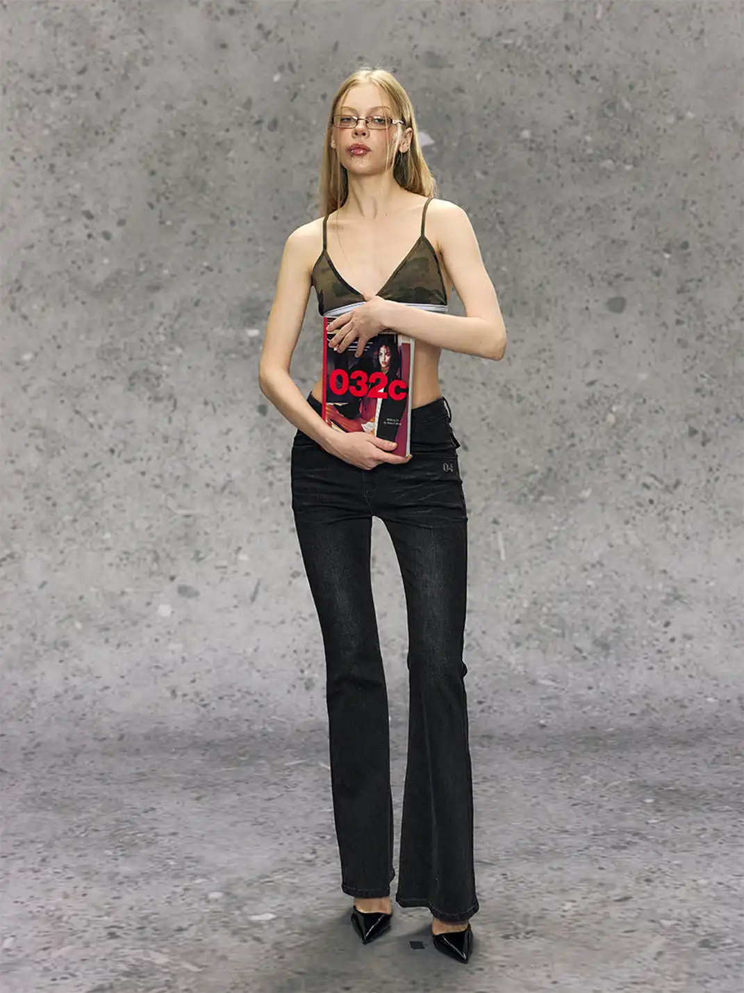DeleteEX | Black and Blue Slim-Fit Flared Jeans