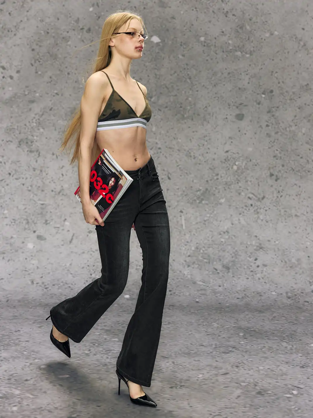 DeleteEX | Black and Blue Slim-Fit Flared Jeans