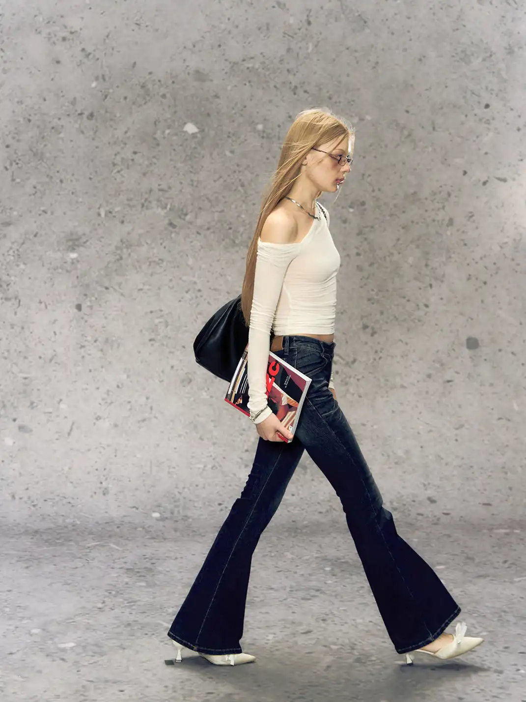 DeleteEX | Black and Blue Slim-Fit Flared Jeans