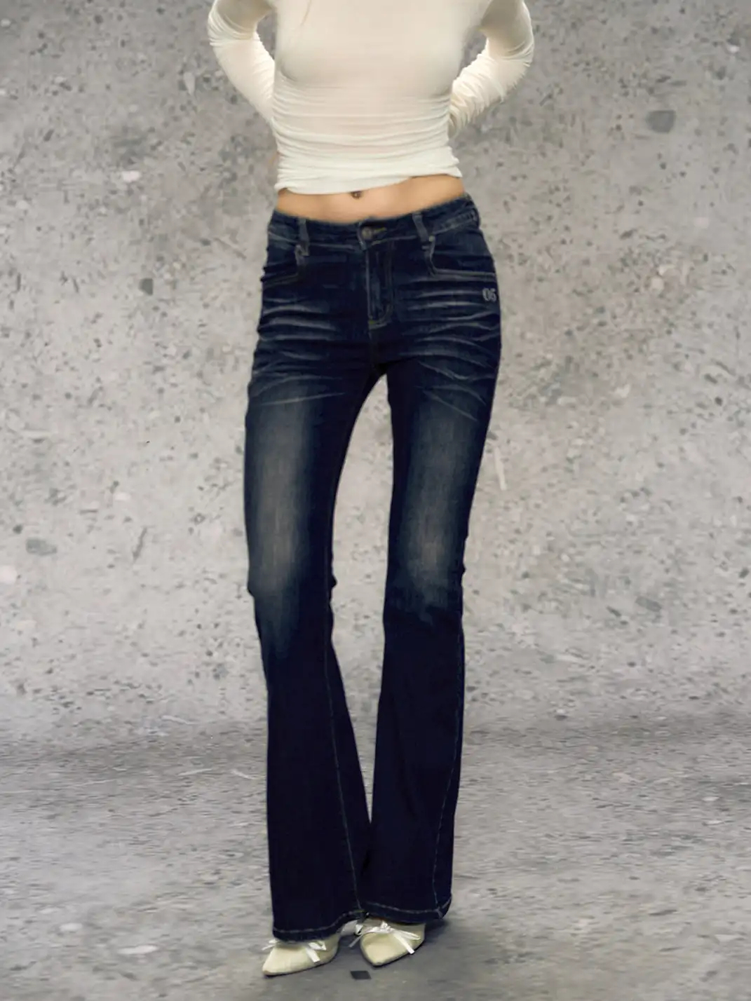 DeleteEX | Black and Blue Slim-Fit Flared Jeans