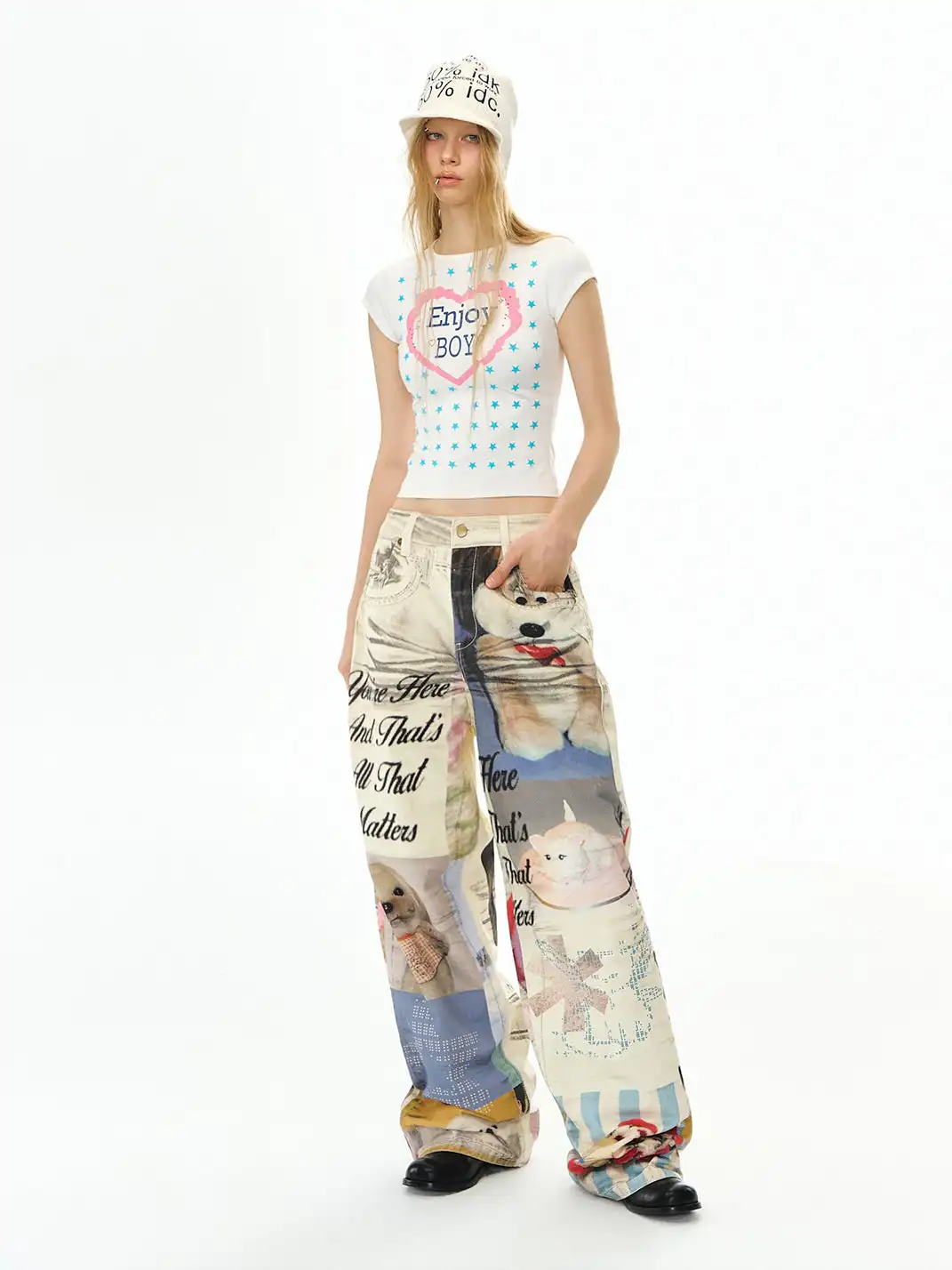 DeleteEX | Printed Wide-Leg Jeans